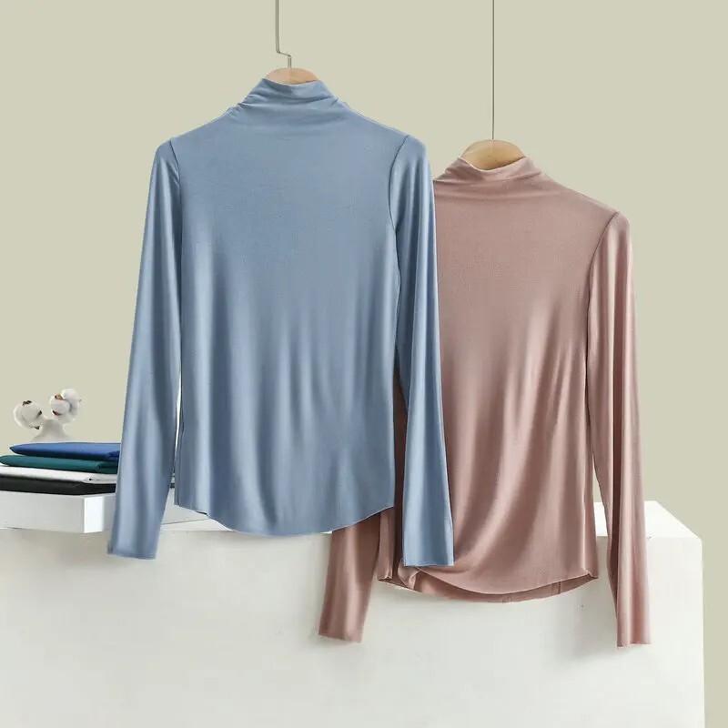 Hot Sale Womens Fashion hot tops High Neck T Shirt Undershirt Long Sleeve