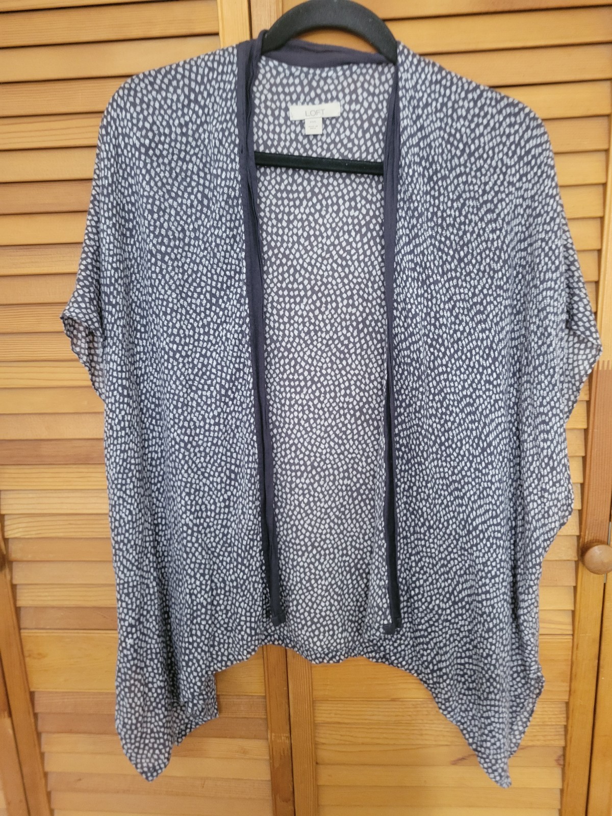 LOFT Lightweight Airy Gray Patterned Open Cardigan Flowy Beachy Coastal Small