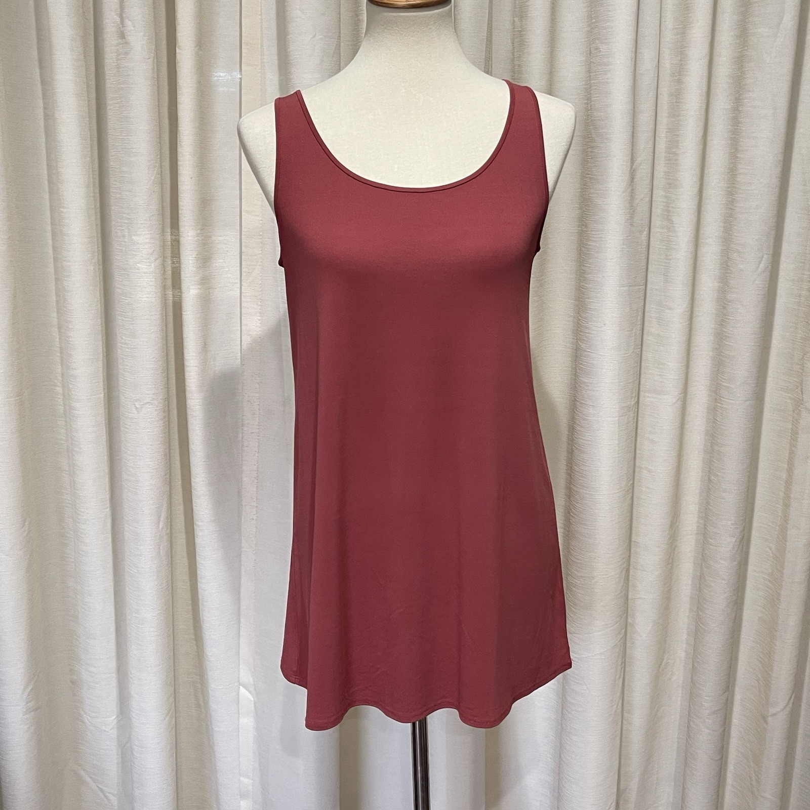 Eileen Fisher Silk Scoop Neck Tunic Tank Small Rust Terracotta Minimalist Luxe