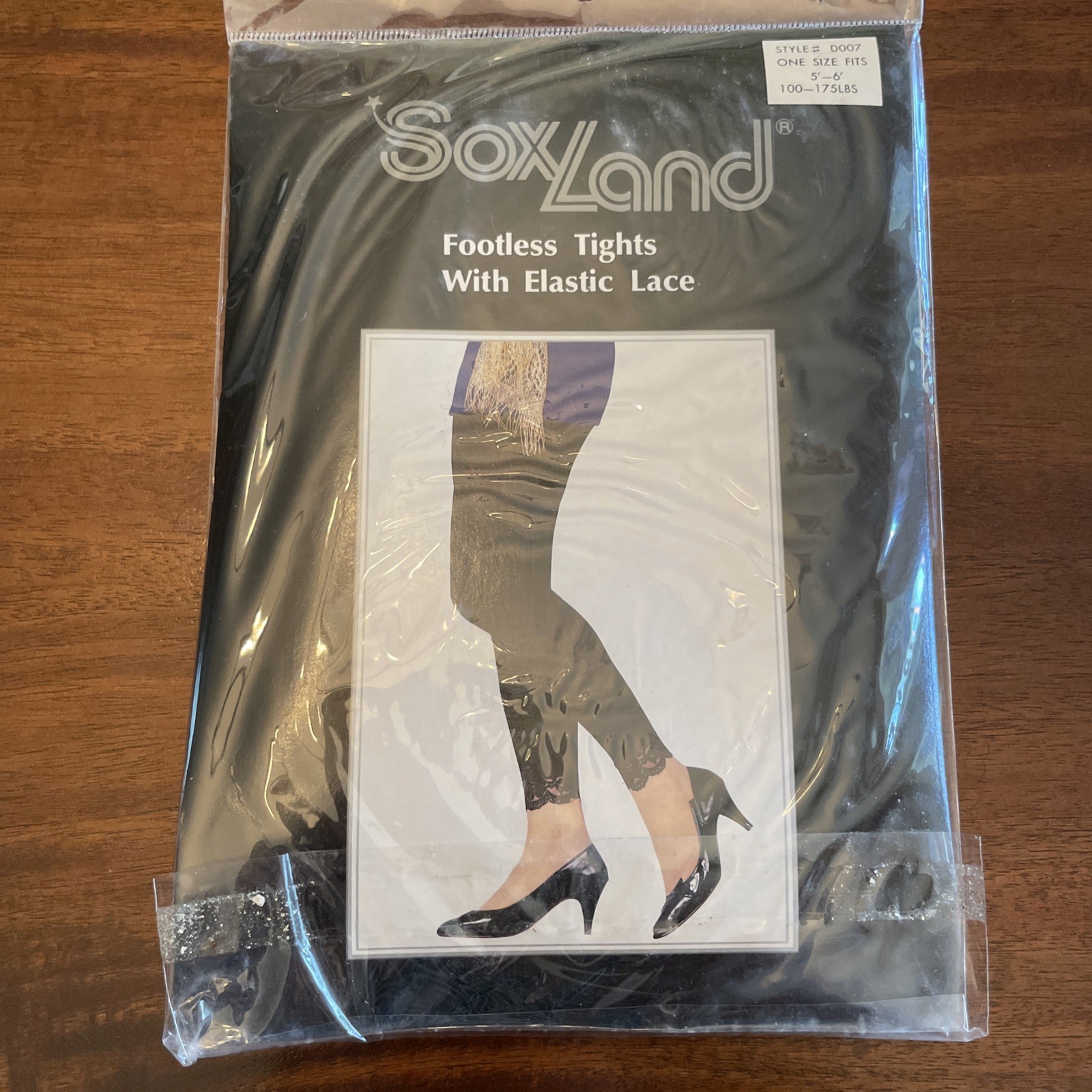 Vintage Soxland Footless Tights With Elastic Lace Red One Size Nylon