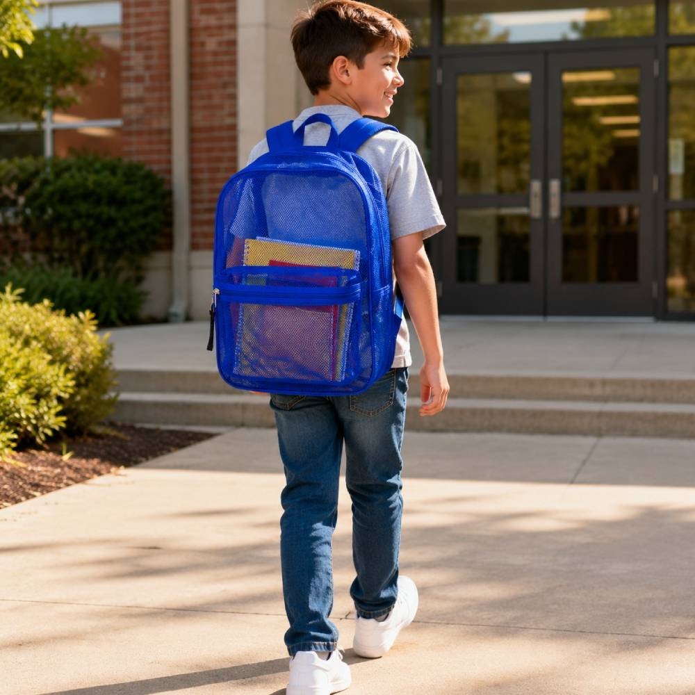 24 Pack 17″ Mesh Backpacks Bulk Wholesale School Bags Donation 8 Assorted Colors