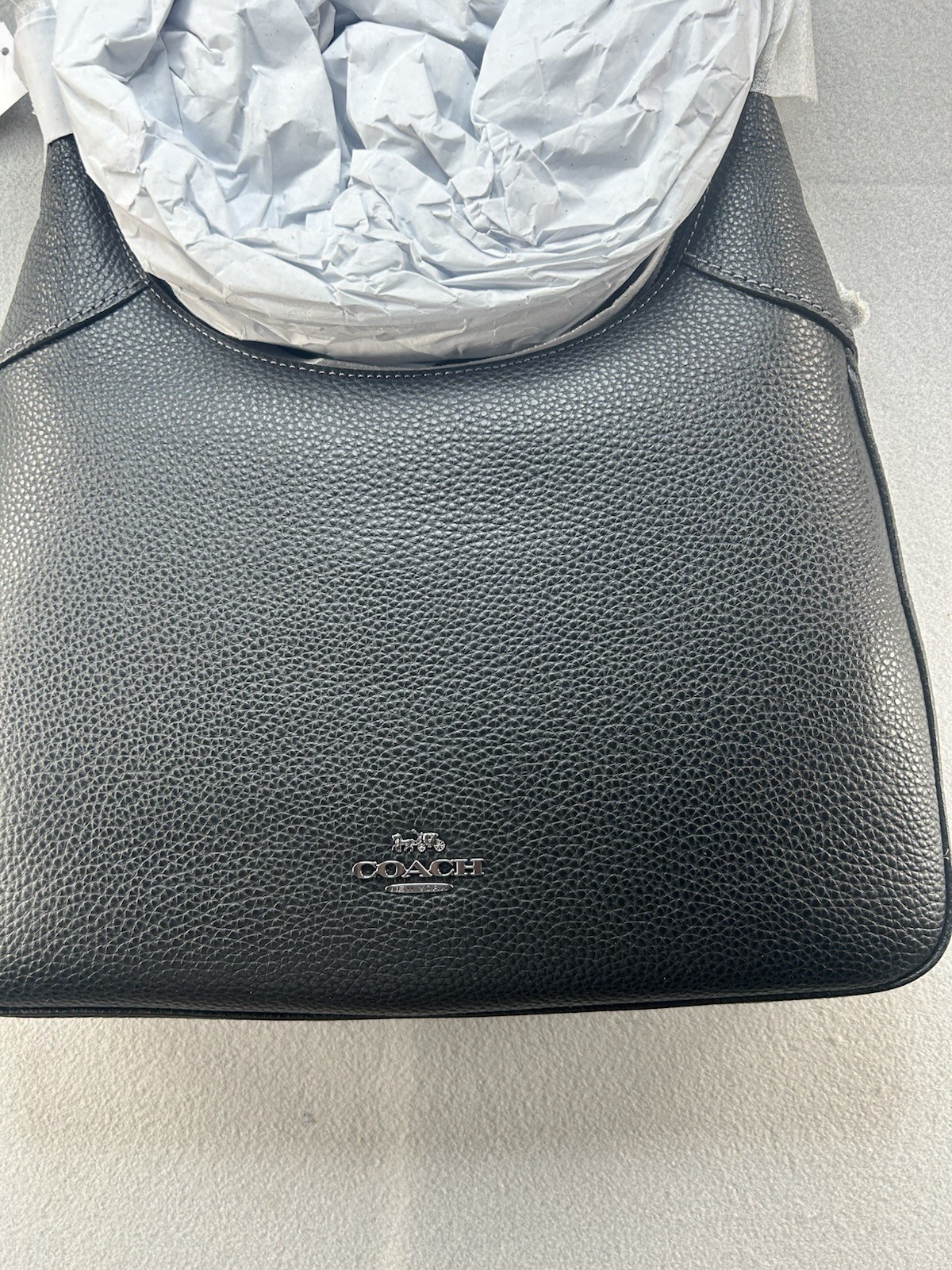 Coach Ella Hobo Bag Black Pebbled Leather NWT Model CCE47