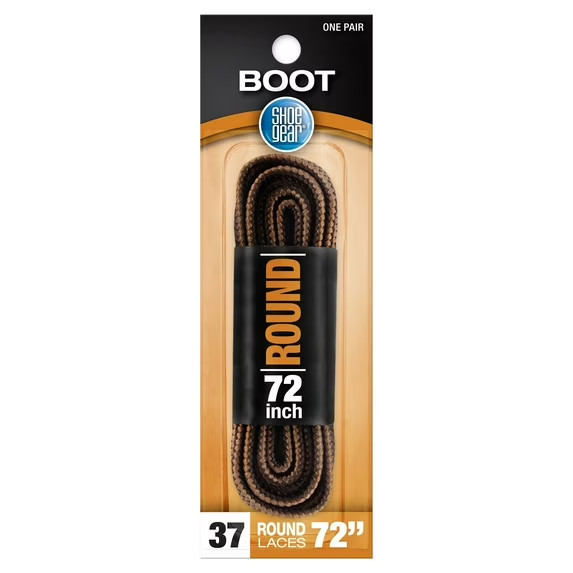 Lot of 2 Pairs 72″ Round Boot Laces for Men and Women Polyester Brown