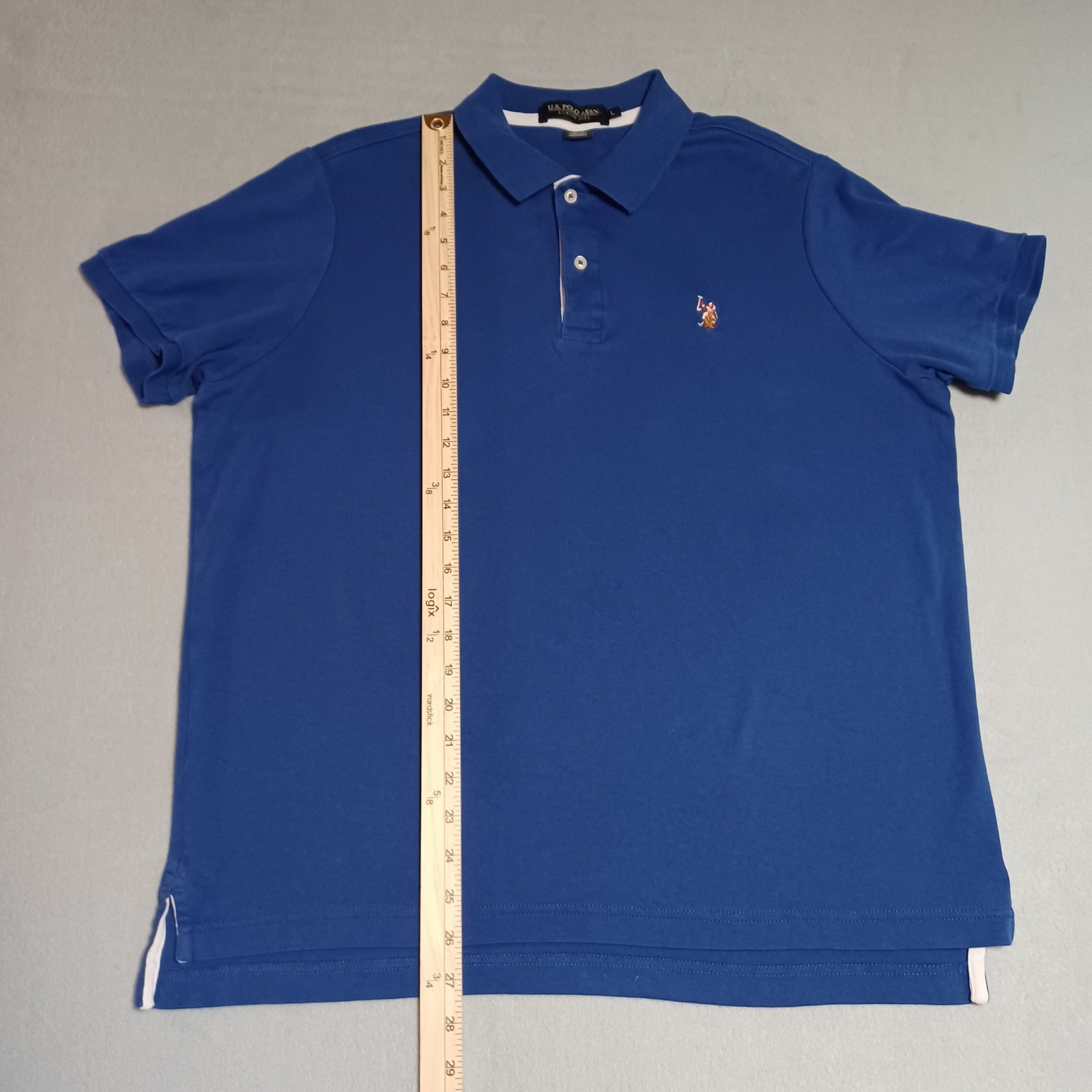 US Polo Assn Luxury Feel Mens Large Blue Short Sleeve Cotton Polo Shirt L