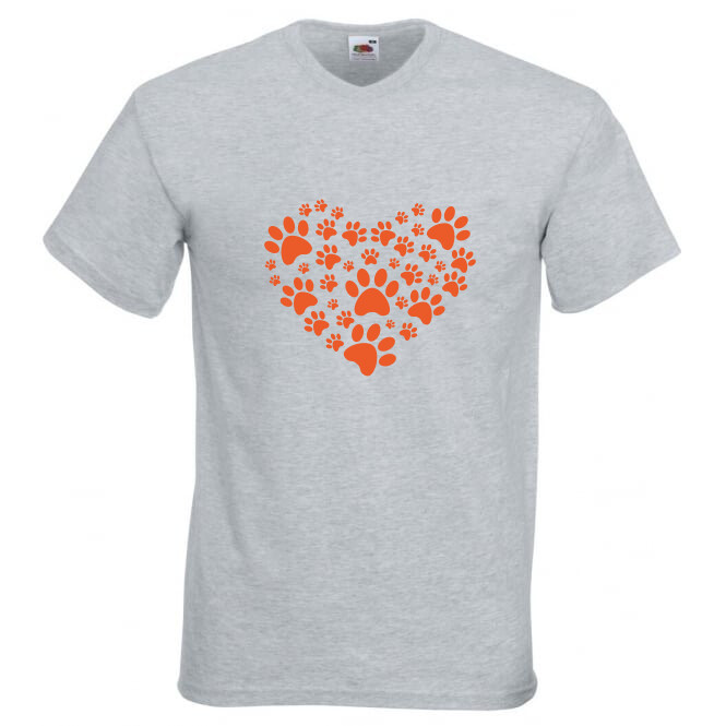Dog Paw Print Heart Humour Novelty T Shirt Various Colours And Sizes