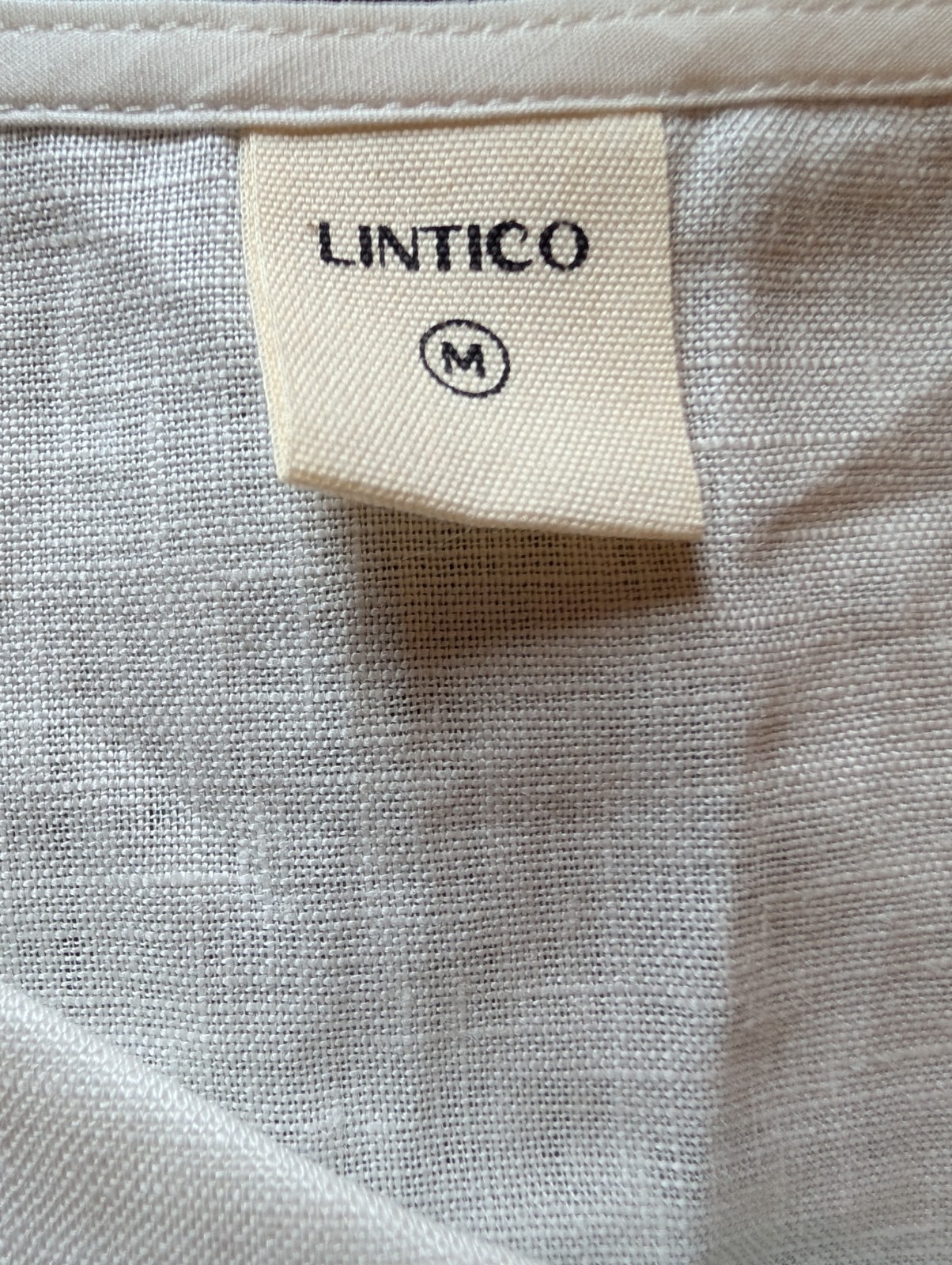 Lintico 100% Linen Crescent Collar Flutter Sleeve Top FARA Women’s M Optic White