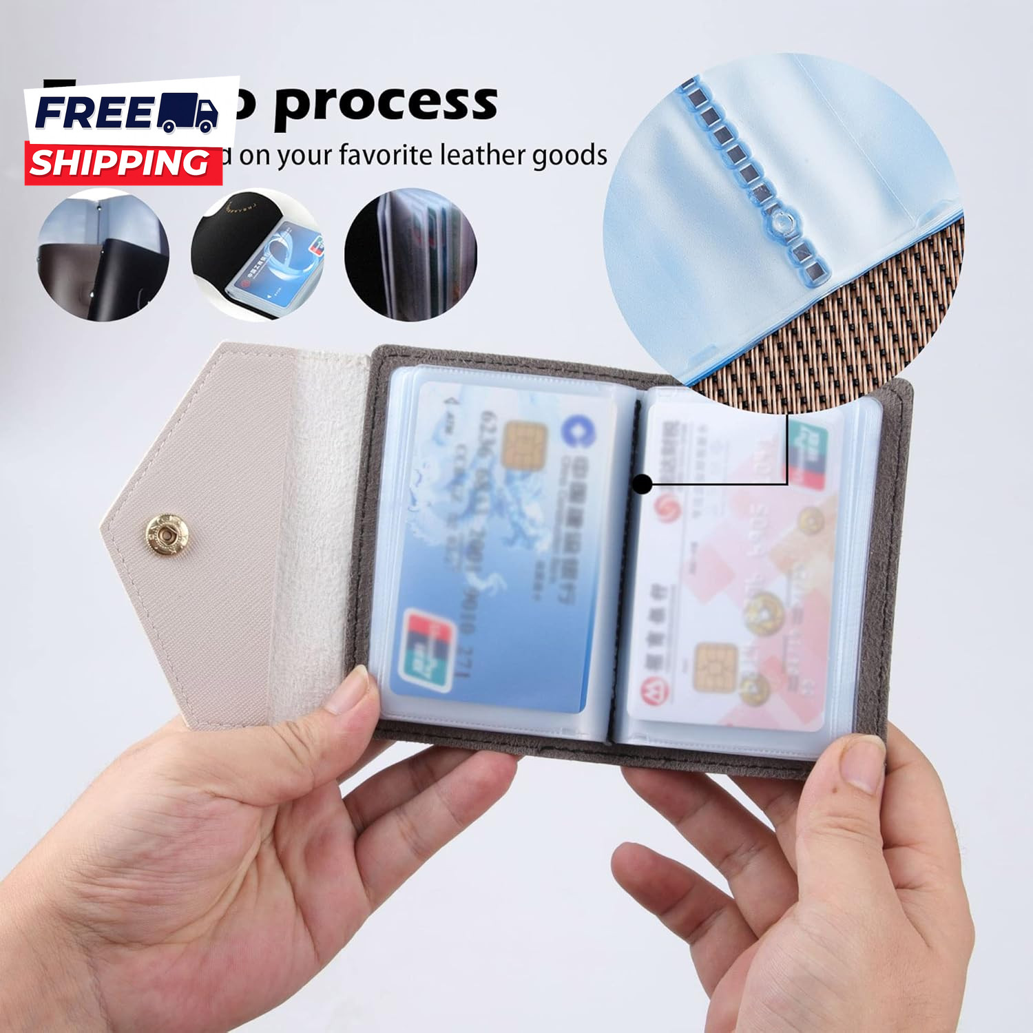 Plastic Wallet Insert Credit Card Holder Transparent (10 Page 20 Slots 2 Pack)