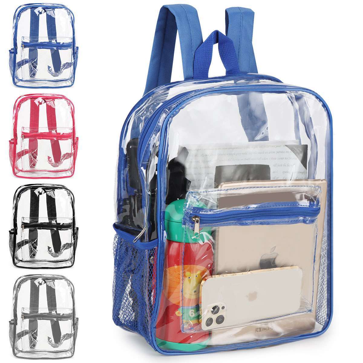 Large Heavy Duty Clear Backpack Transparent PVC School Stadium Book See Through