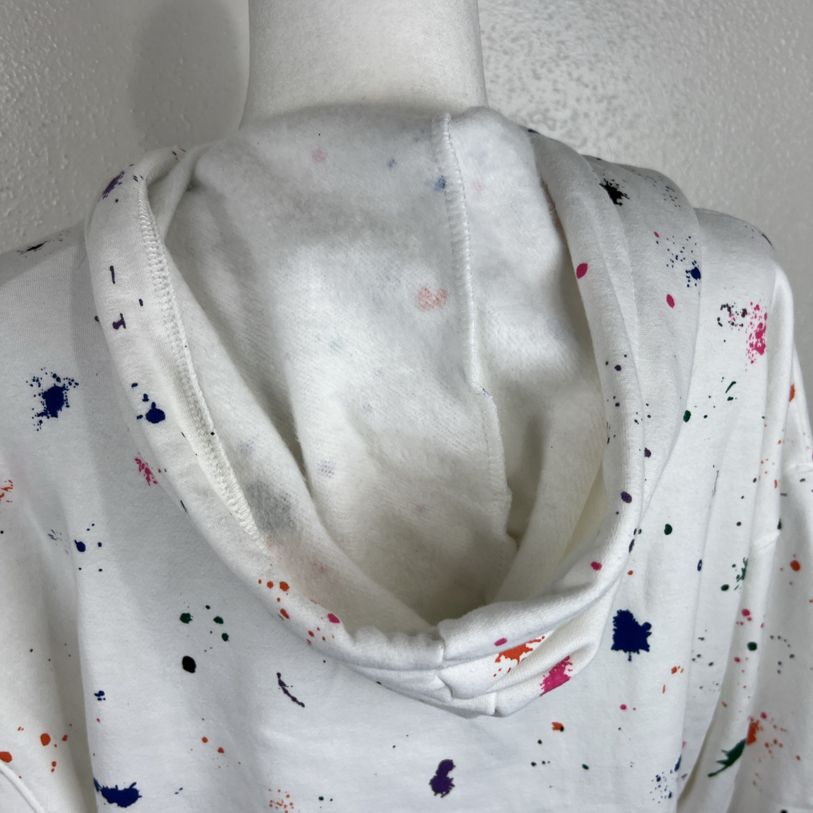 Champion Berkeley Sweater Women Large White Paint Splat Pullover Hoodie College