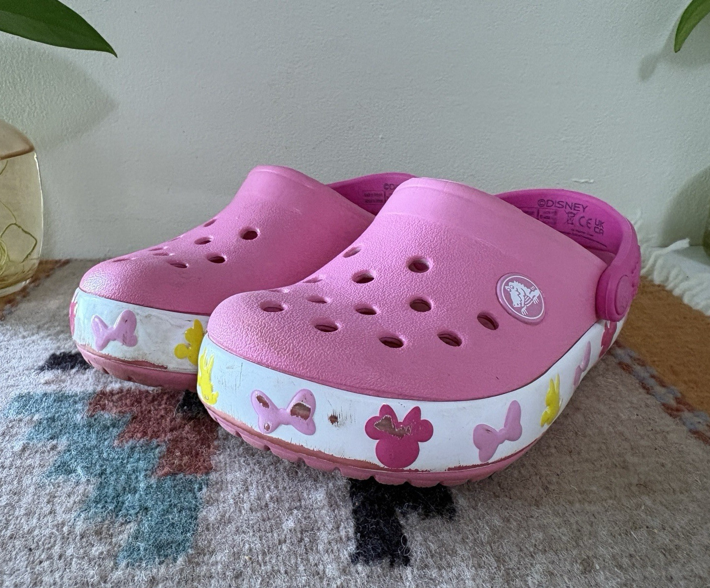 Crocs Disney Pink Butterfly Minnie Light Up Slip-On Clog Shoes Kids US Size C9
