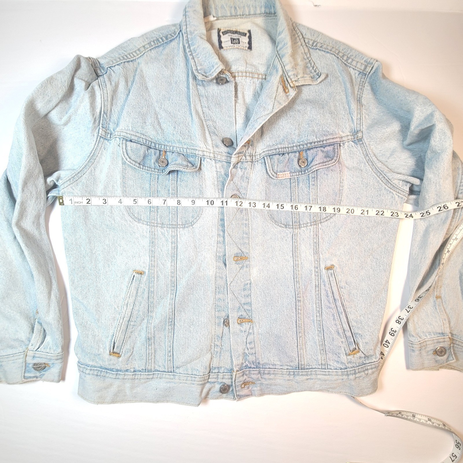 Vintage Lee Medium Denim Jacket Light Wash Western Style Menswear Essential Coat