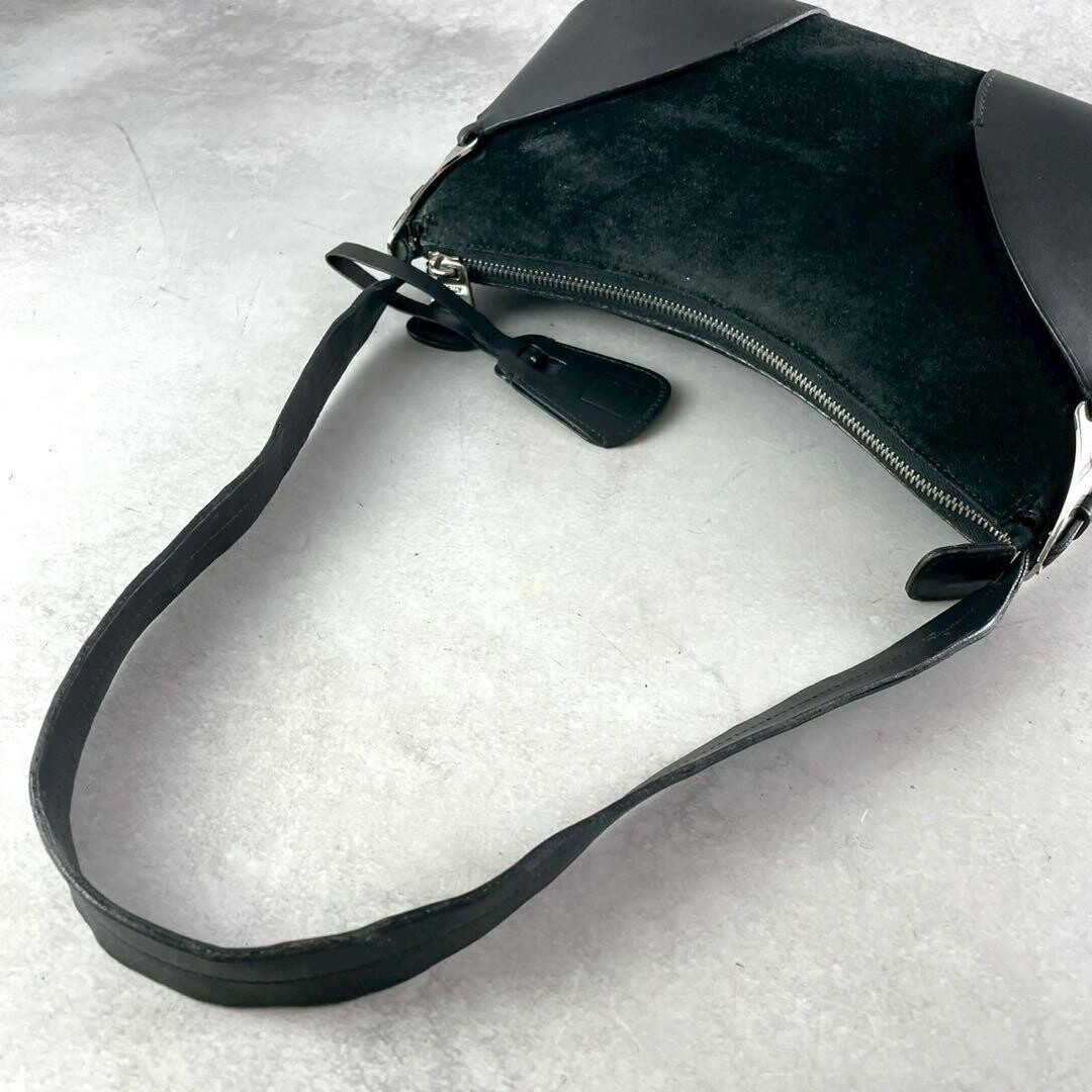 Bally Y2K Black Suede Leather Shoulder Bag Women’s Accessory Pouch 11.4in