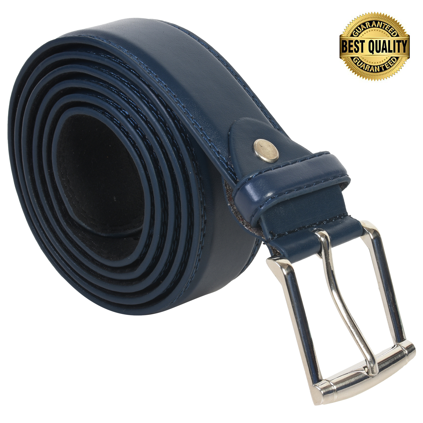Leatherboss Genuine Leather Men Big and Tall Jeans Belt Size 46″- 64″, Navy Blue
