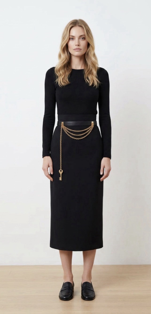 Donna Karan Vintage Black Leather Belt Size M
