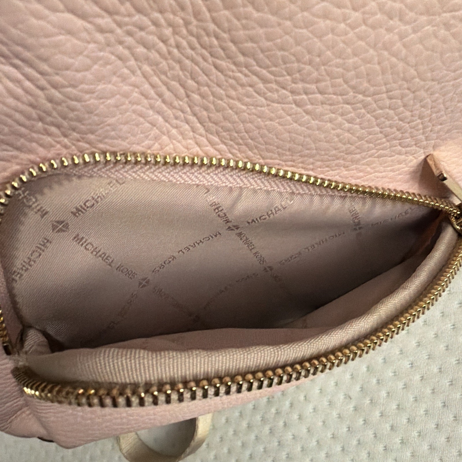Michael Kors Erin Small Convertible Backpack Powder Blush Logo Gold Hardware Zip