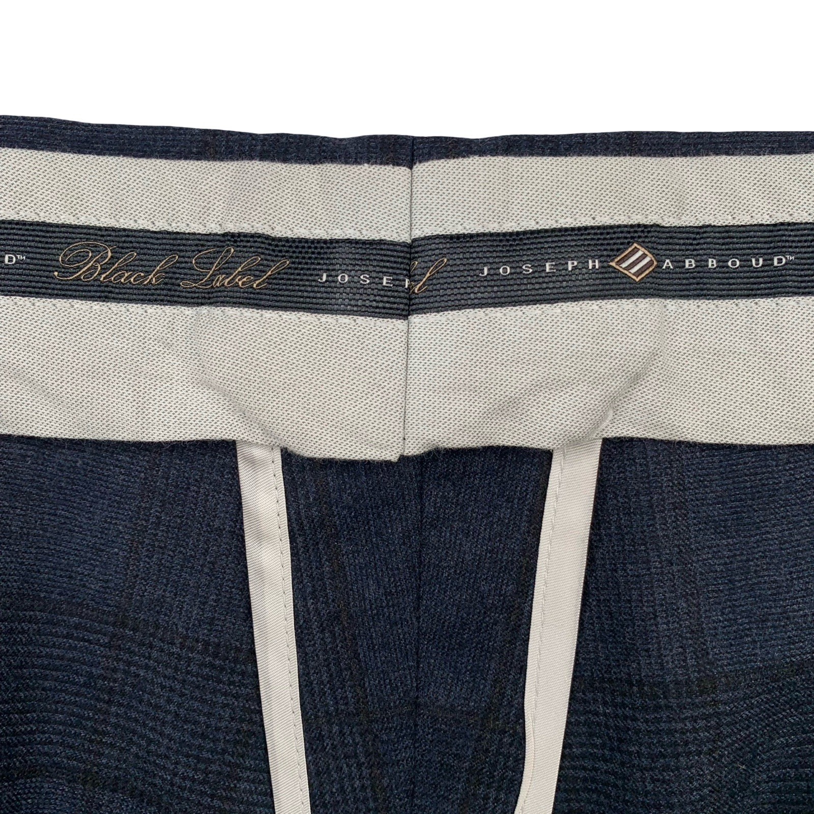 Mens 44 R Joseph Abboud ” Black Label ” Navy Windowpane Flannel Weight Made USA