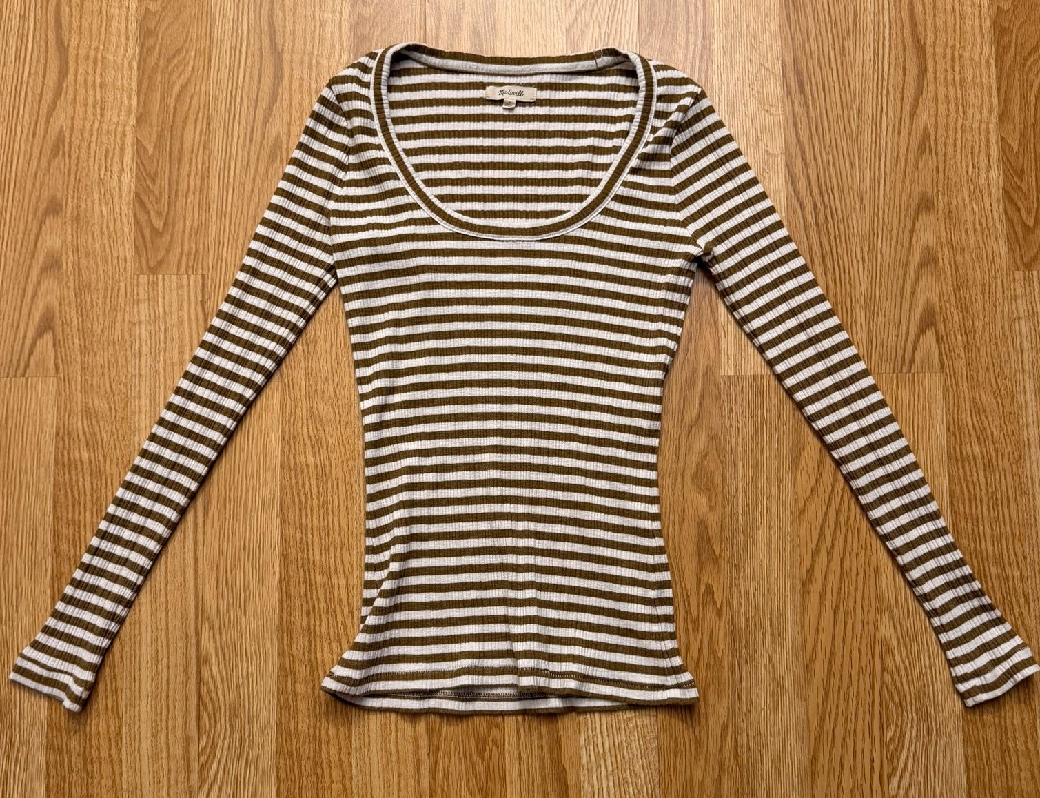 Madewell Brown and White Striped Long Sleeve Women’s Shirt Size Small