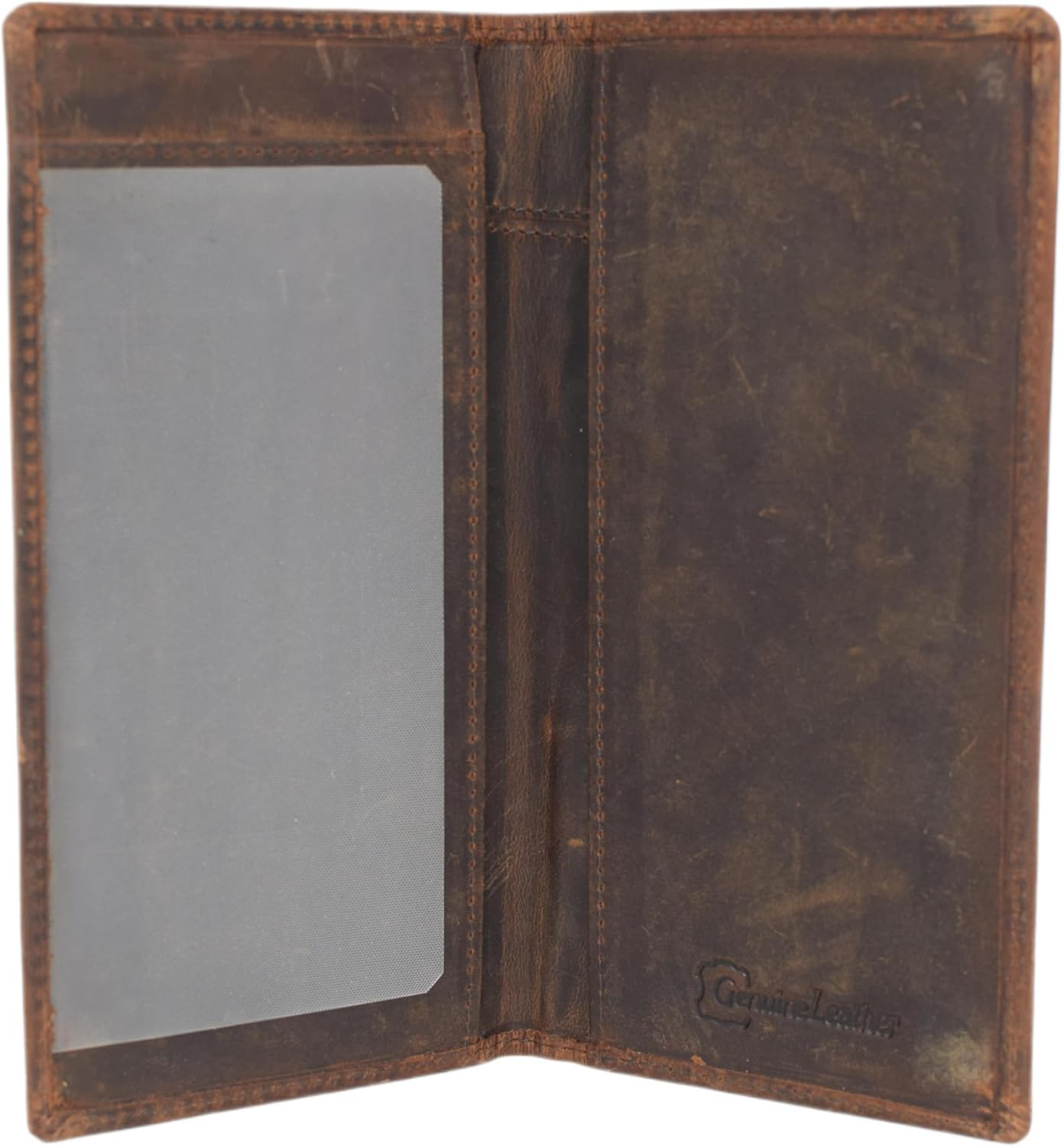 Leather Checkbook Cover Wallet Holder RFID Blocking USA Flag Brown