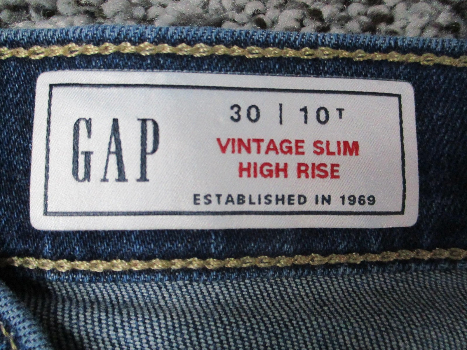 Gap Vintage Slim Jeans Womens 10T Blue Dark Wash High-Rise Straight 30×30