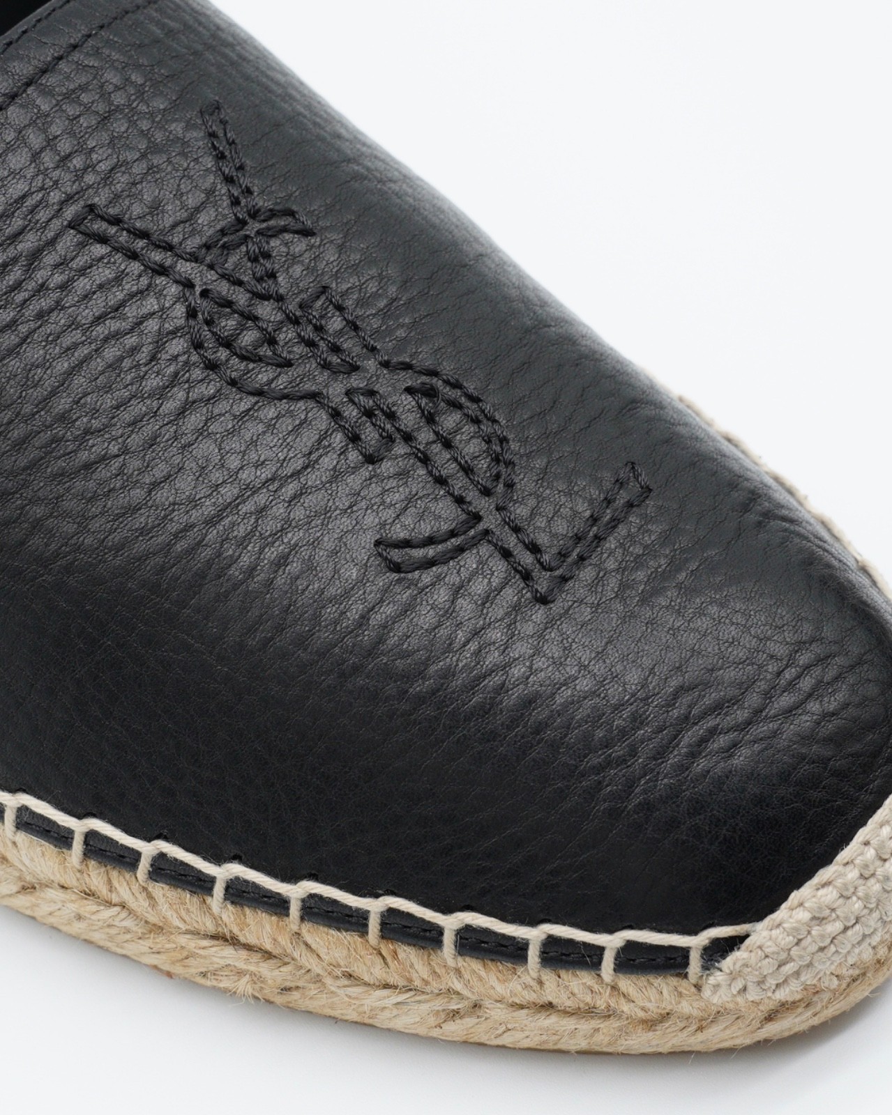 Saint Laurent YSL Espadrilles Black Leather Logo 41 UK 7 US 8 8750G