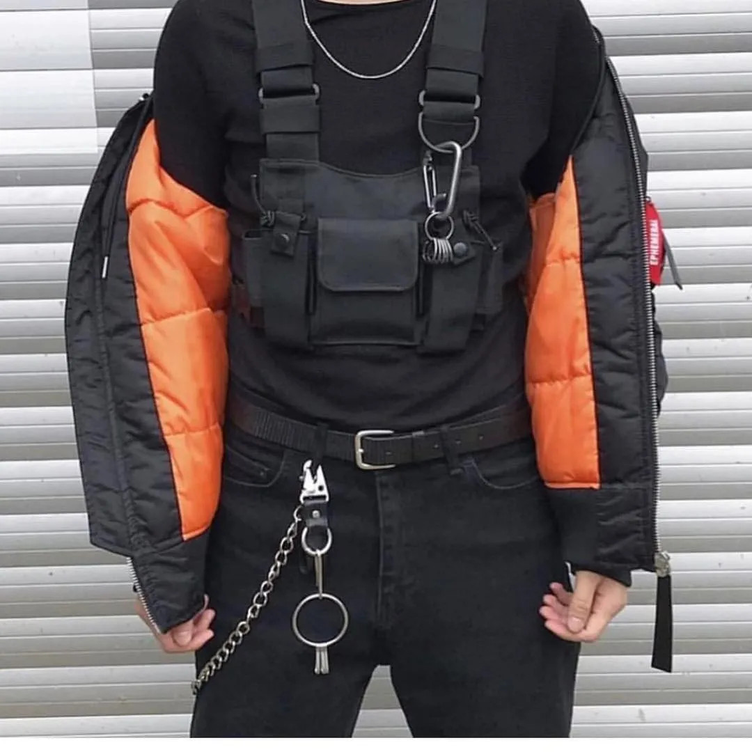 Hip-hop Streetwear Chest Rig Bag Motorcycle Riding Vest Backpacks Sport Storage