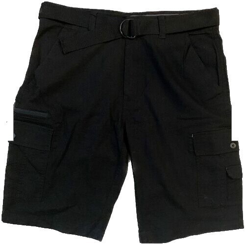 Wearfirst Cargo Short Men Stretch Flex Waistband D-Rig Belt Pockets Black