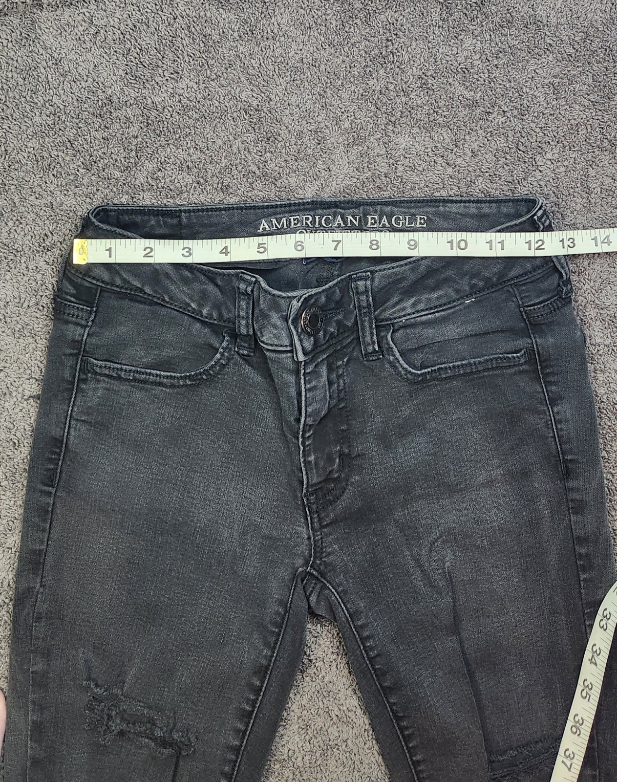 Black Destroy American Eagle Outfitters Low Rise Jeggings Skinny Jeans 2 Grunge
