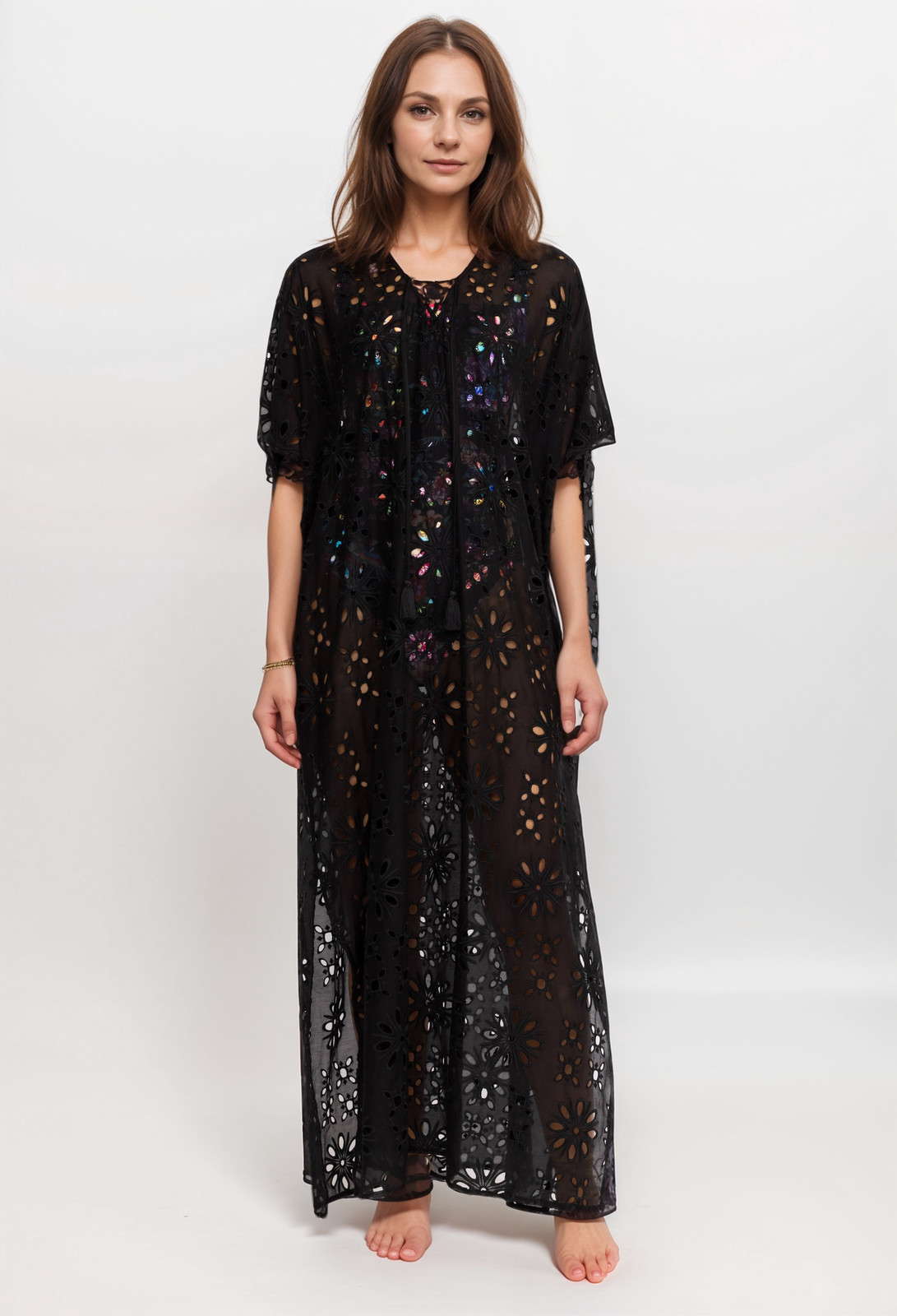 Johnny Was Lace Up Maxi Kaftan Dress CSW3324-J