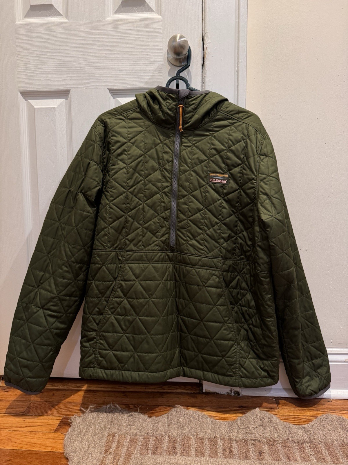 LL Bean Katahdin Men’s Insulated Pullover Hooded Jacket 1/2 Zip Regular