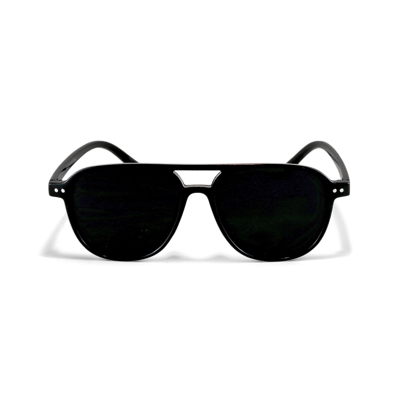 Mens Classic Round Horned Rim Spring Hinge 80’s Dark Black Lens UV Sunglasses