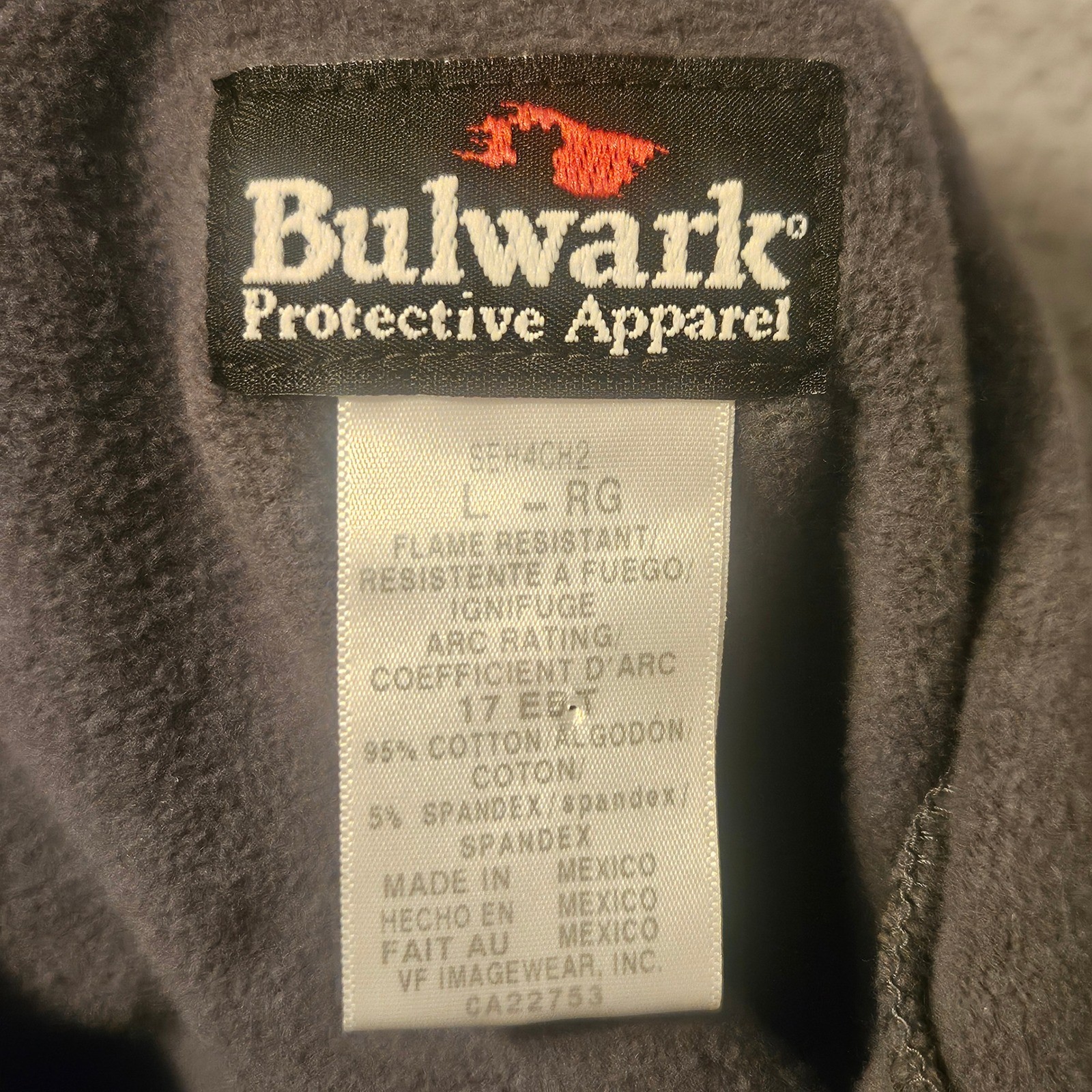 Bulwark FR Flame Resistant ABB Logo Zip Hoodie Gray CAT 2 Mens Size Large