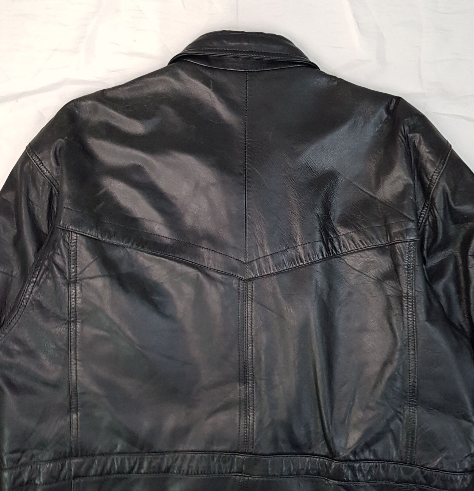 STYLE INTERNATIONAL SIZE XL MENS BLACK GENUINE LEATHER PARKA JACKET BIKER COAT