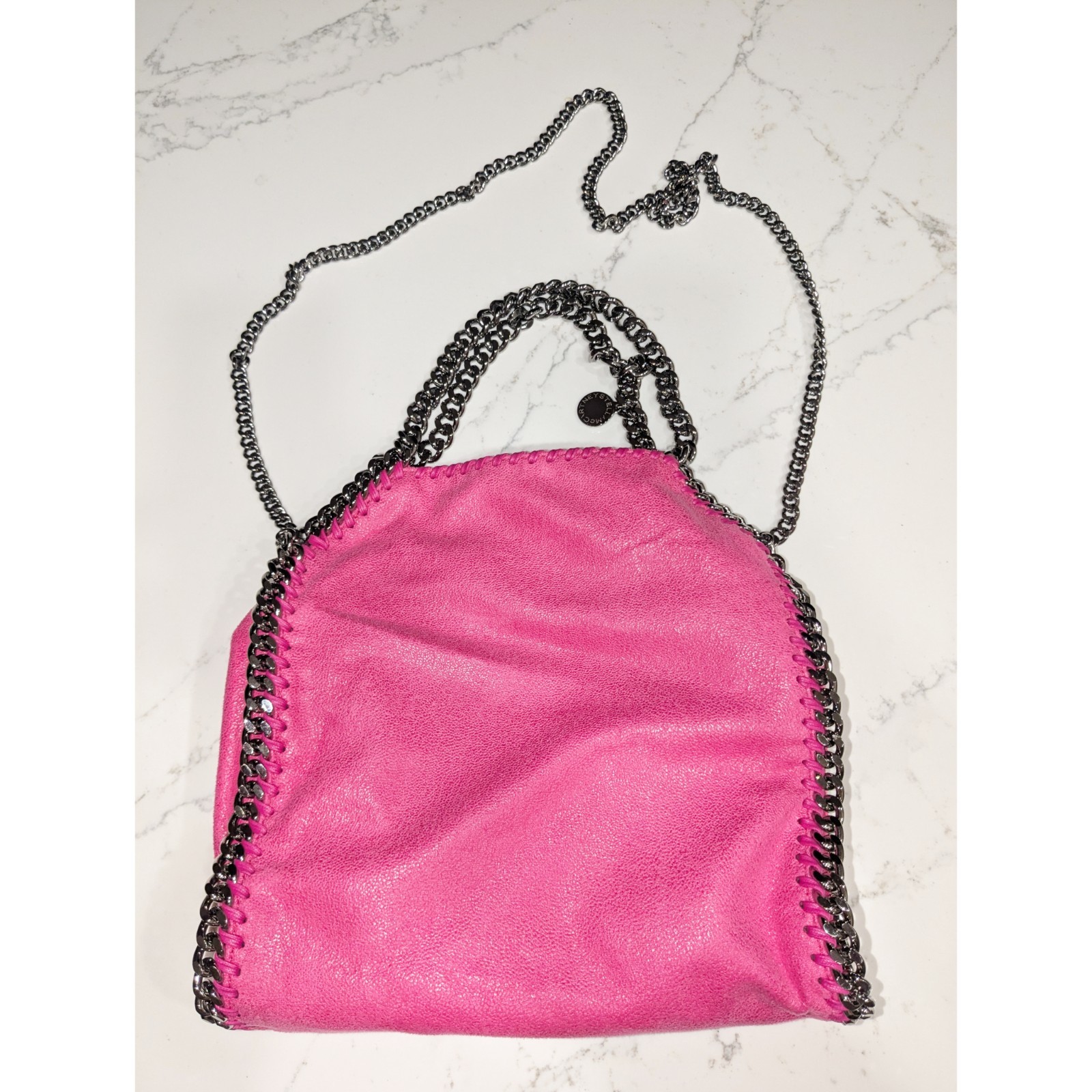 Stella McCartney Falabella Mini Tote Bag In Fuchsia Shaggy Deer Authentic NEW