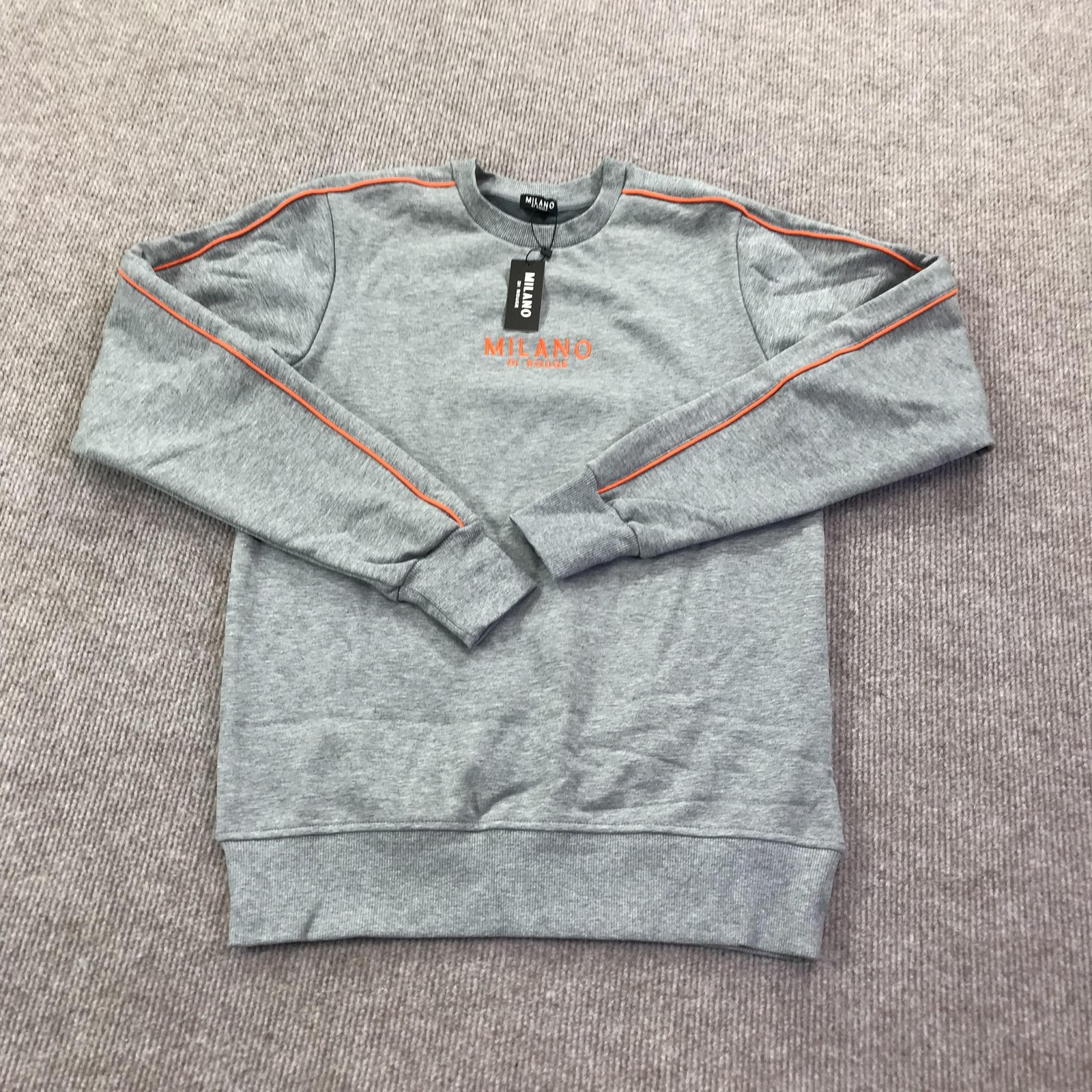 Milano Di Rouge Sweatshirt Mens XS Heather Grey Ray Lux Stretch Crewneck Piping