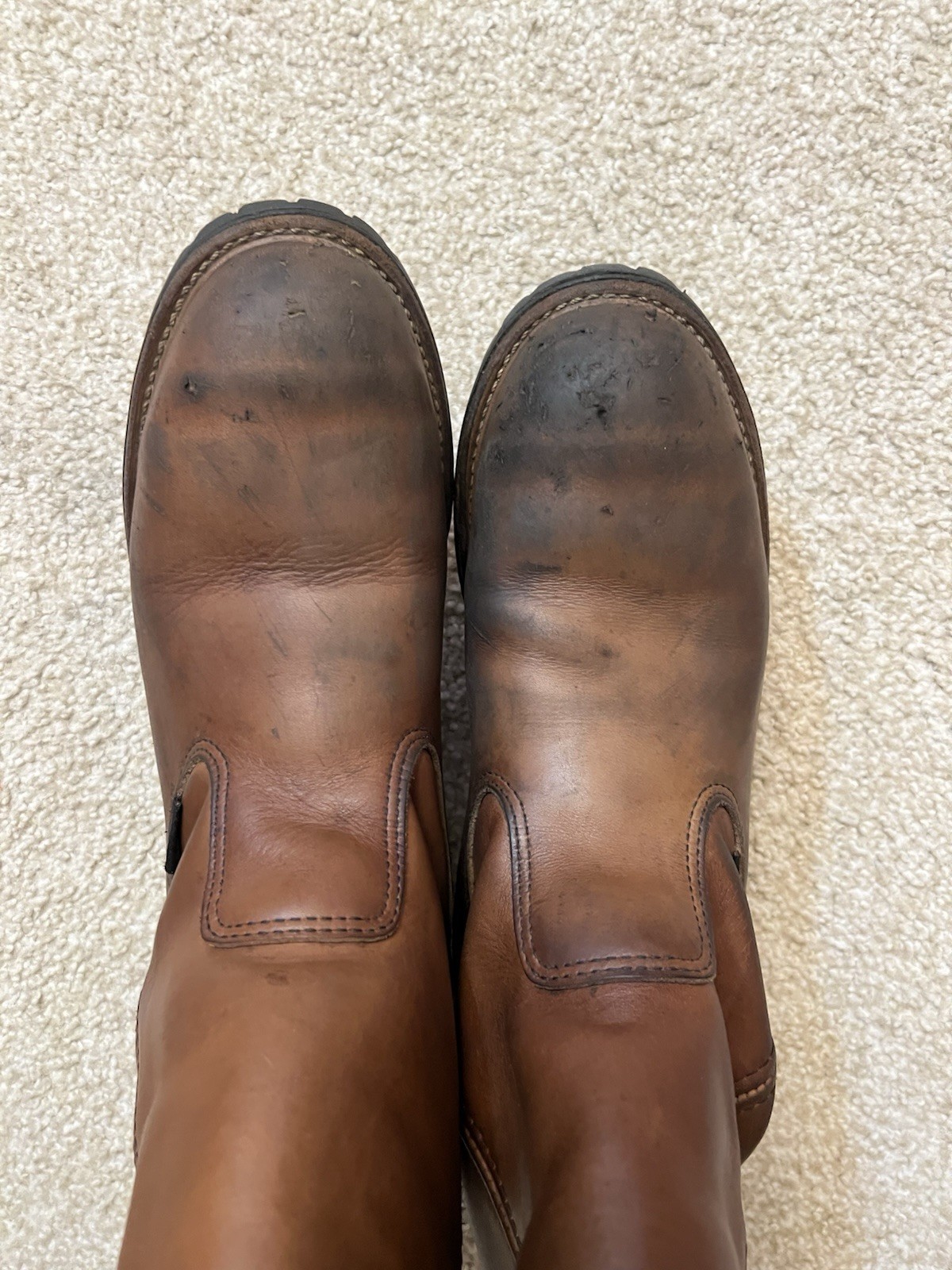 Red Wing Men 12 D Pecos Brown Leather Pull On Safety Work Boots Steel Toe