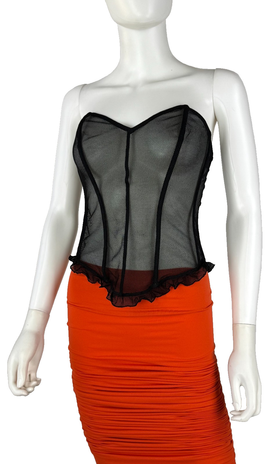 La Perla 36 US 90 FR 3 IT BIack Sheer Bustier Mesh Lace Lingerie Boning Auth