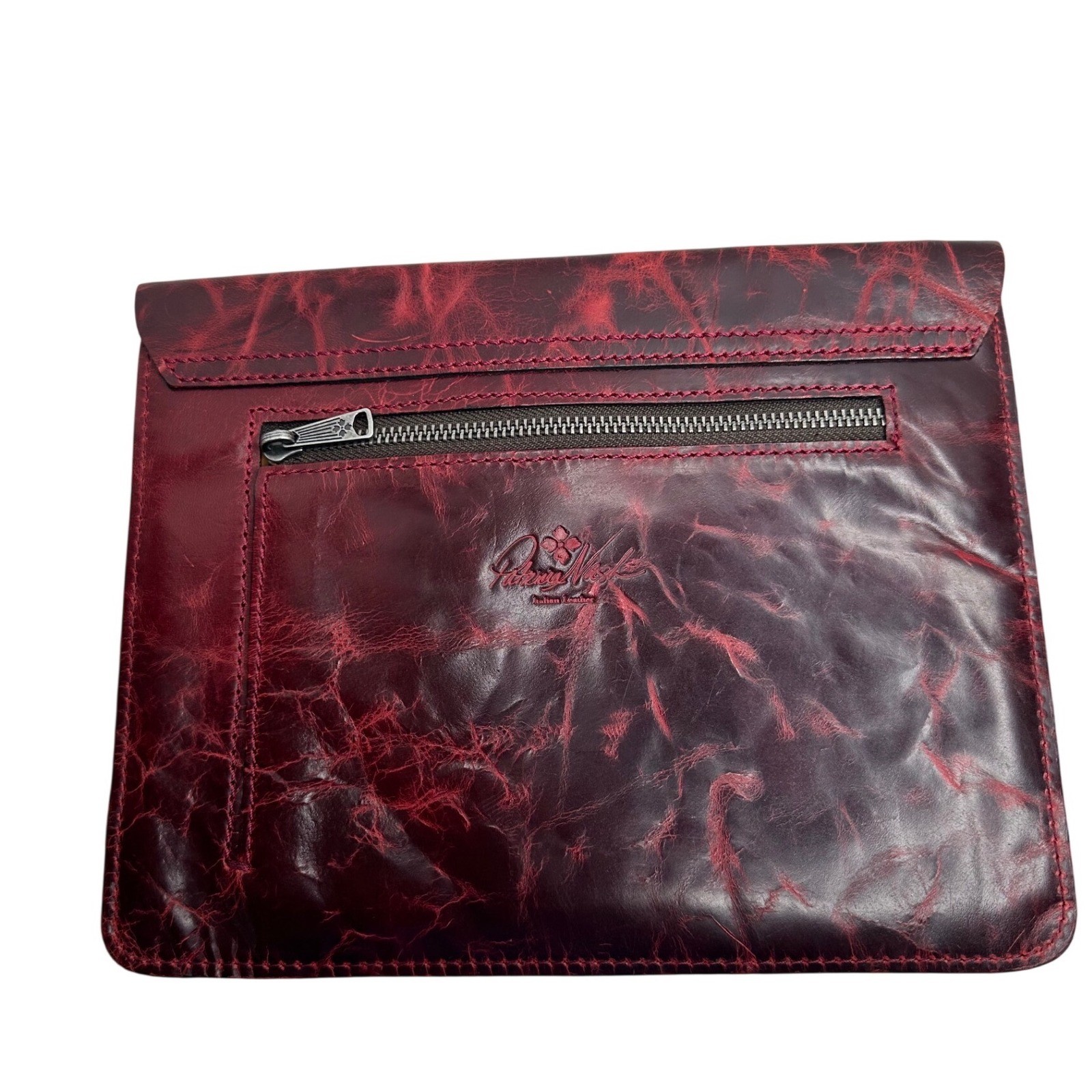 Patricia Nash Italian Leather Burgundy Distressed Clutch Envelope Folio 8X10