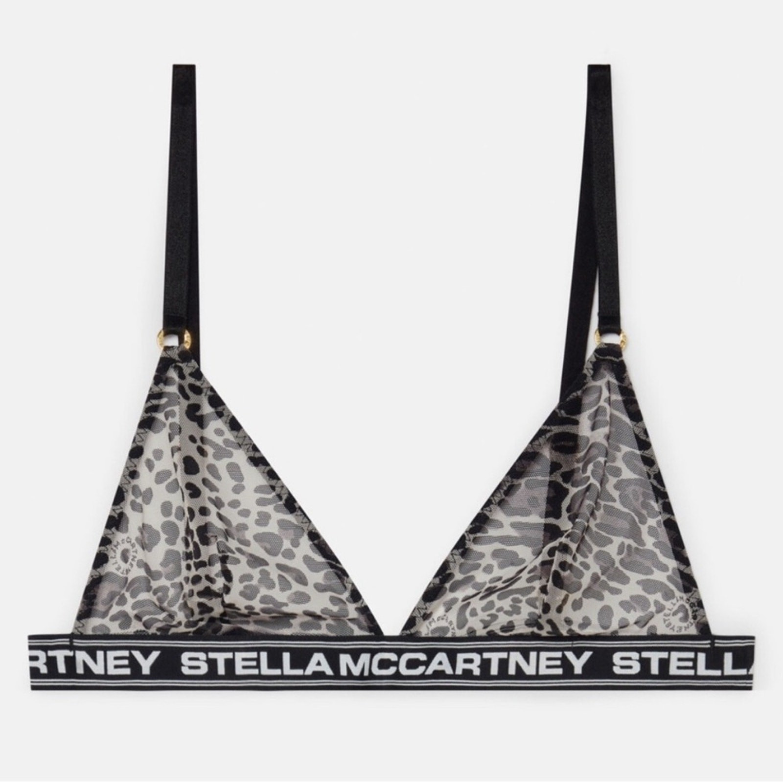 Stella McCartney Leopard Print Triangle Mesh Bra with Logo Band Sz Small NWT
