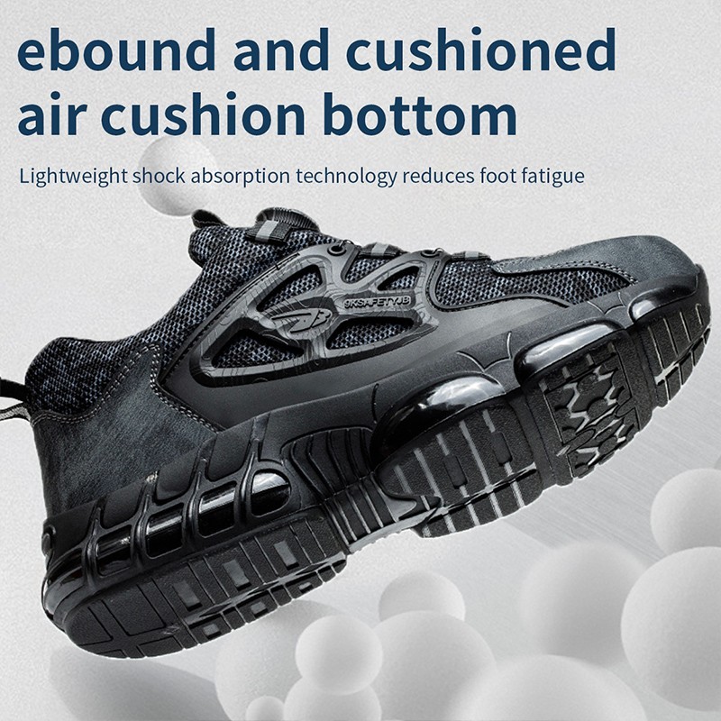 New Anti-smash Men Steel Toe Work Shoes Lightweight Breathable Work Sneaker