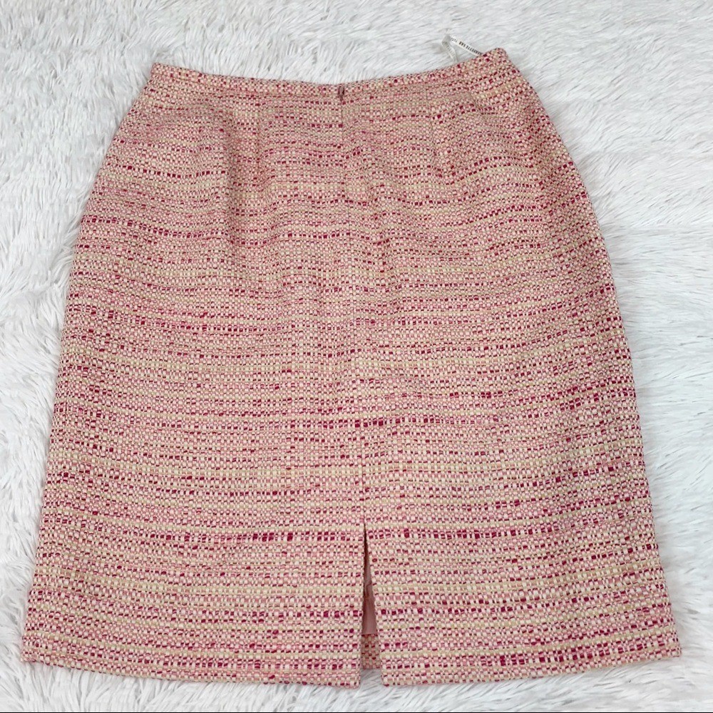 Lafayette 148 New tweed wool blend pencil Skirt knee length slit high waist