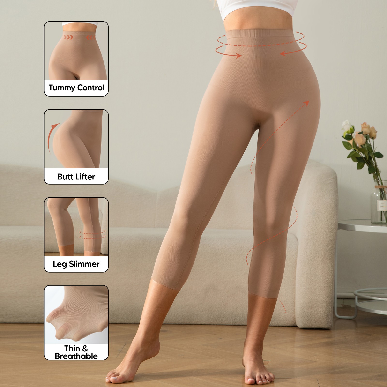 Women Slimming Anti Cellulite Compression Leggings Leg Shaper High Waist Capris