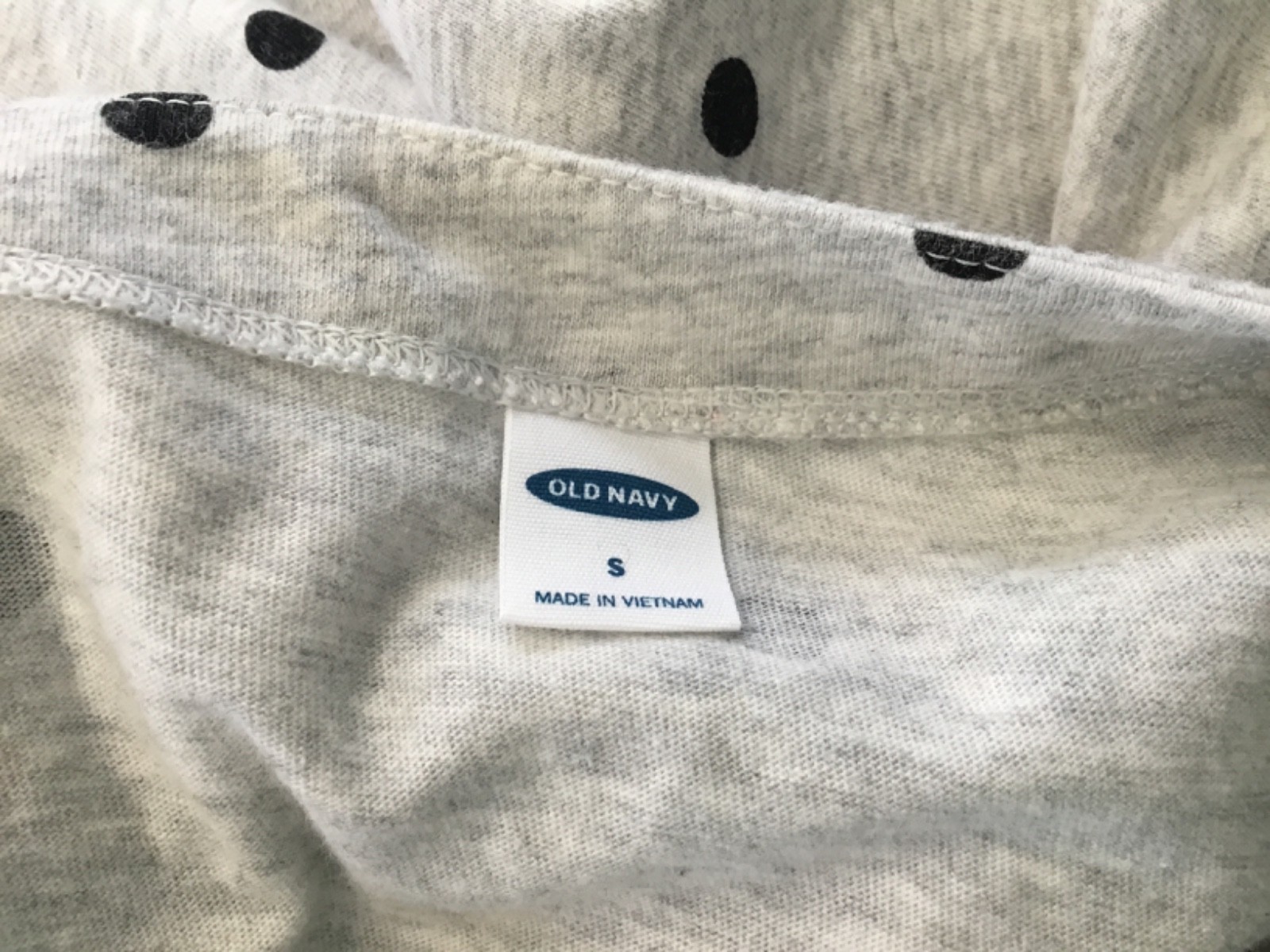 Old Navy Gray Black Polka Dot 3/4 Tie Sleeve Detail Pullover Top S EUC