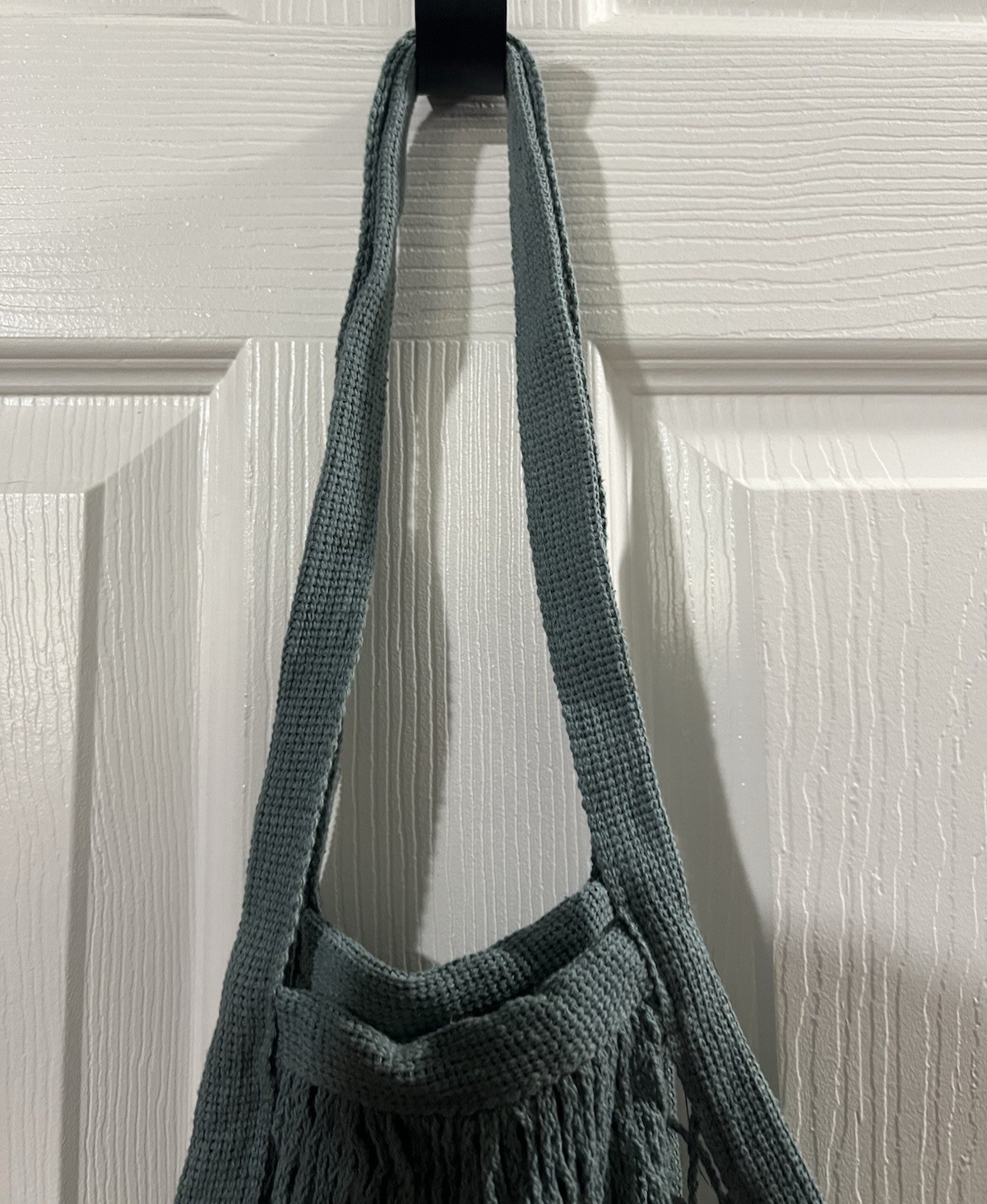 Ilauke Reusable Cotton Knit Mesh Net Tote Bag in Teal color, Lightweight beach.