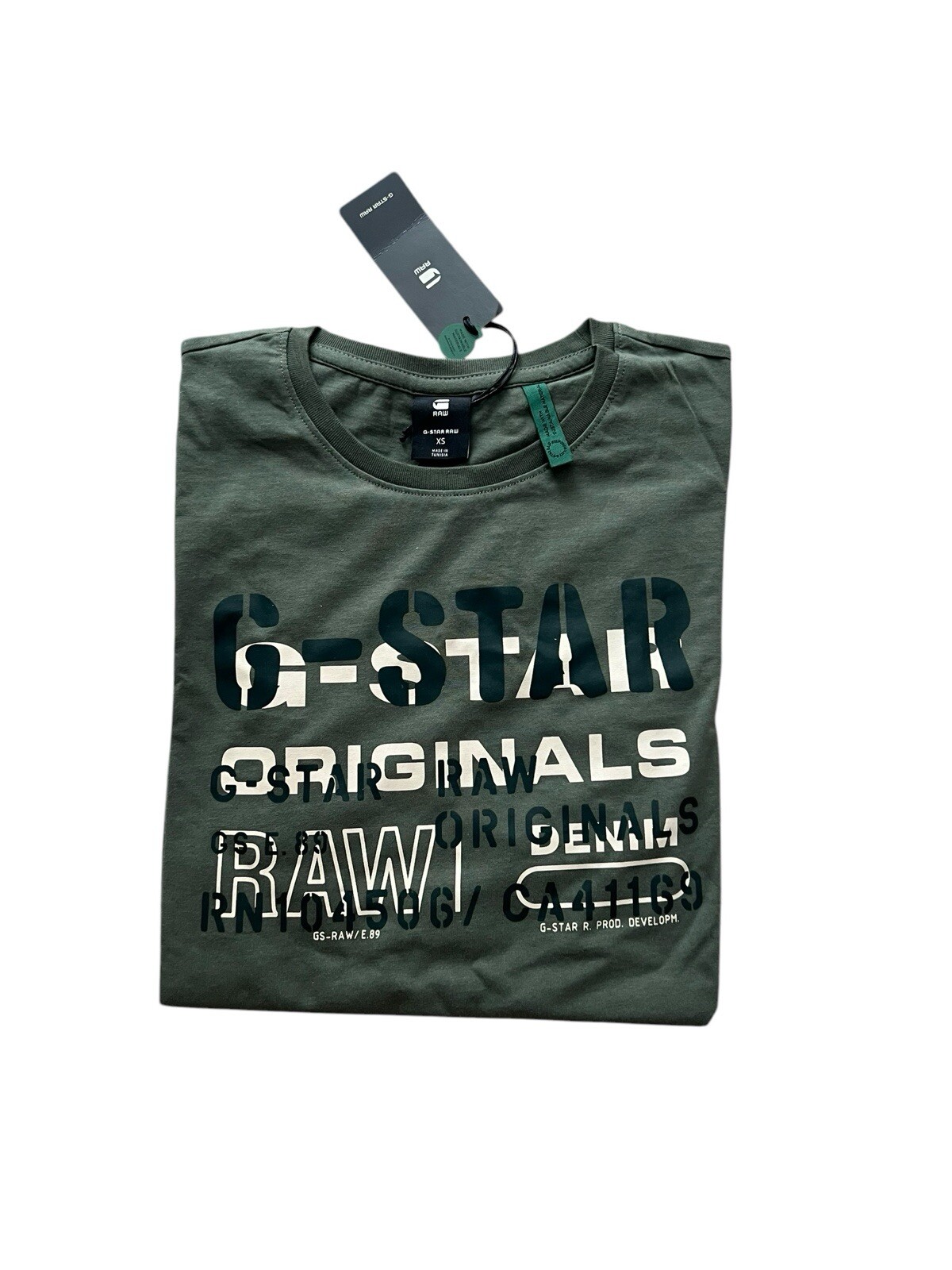 G-Star Raw Mens LT Hunter Graphic Tee Logo T-Shirt Green $65 Size XS