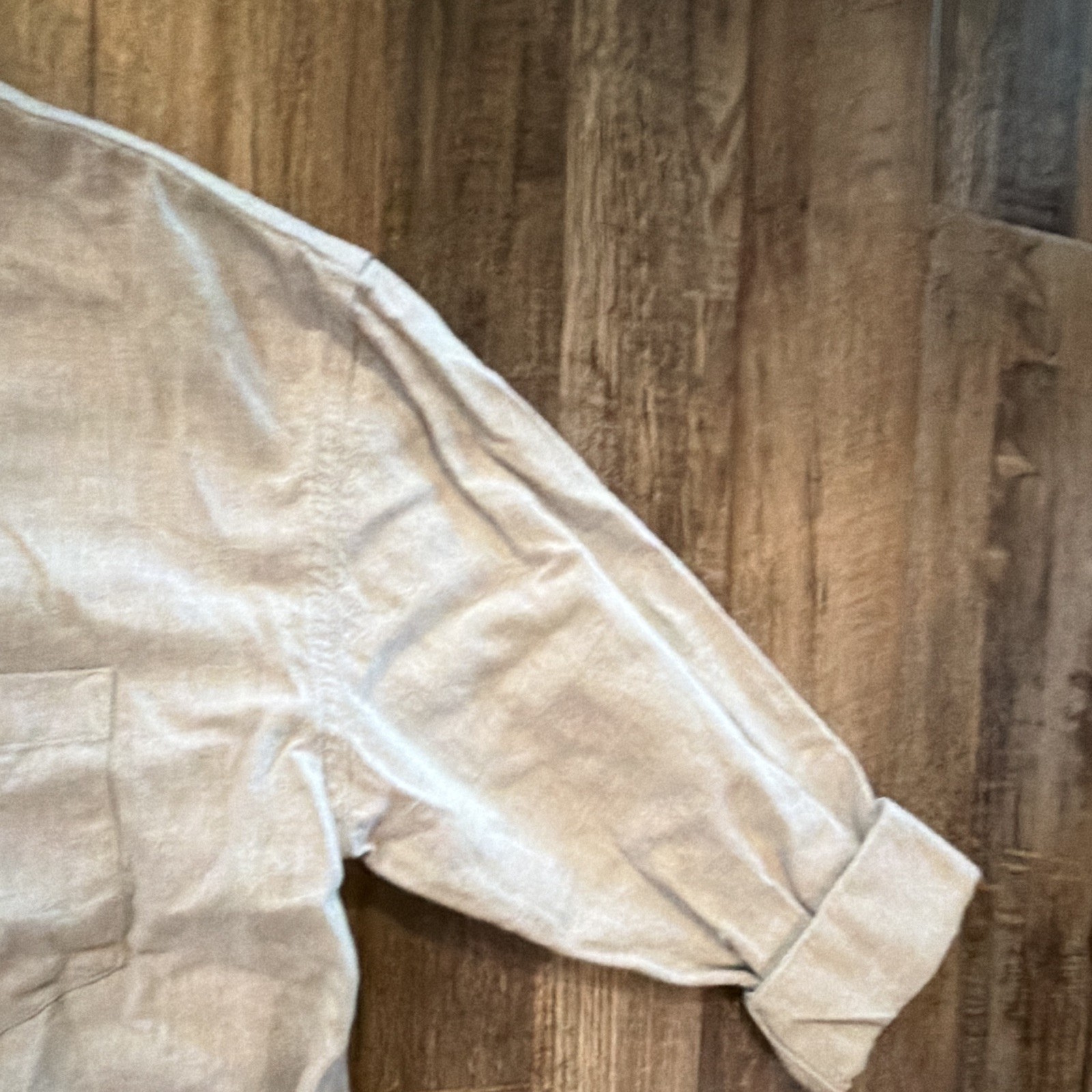 Universal Thread Men’s Beige Oversized Button-Up Shirt Cotton Pockets Long S