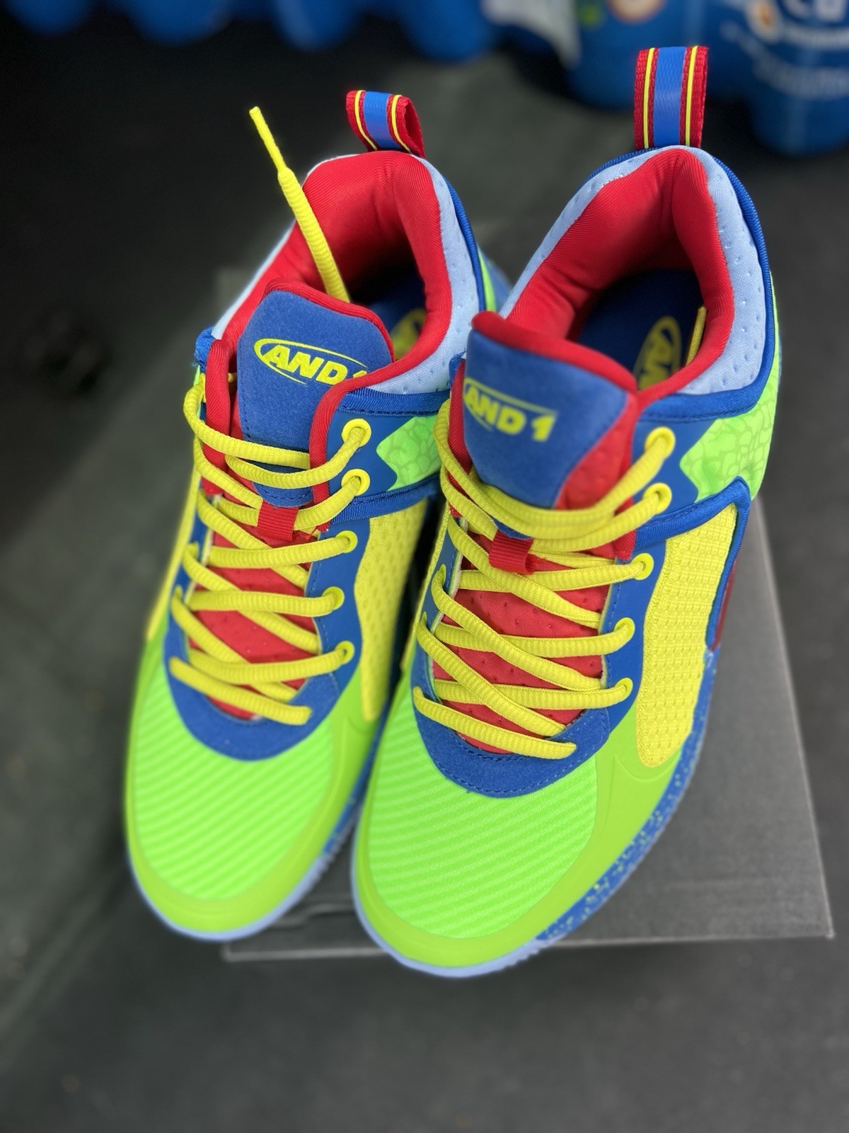 AND1 Delta TPR Green Blue Red Low Top Lace Up Athletic Sneakers sz 11