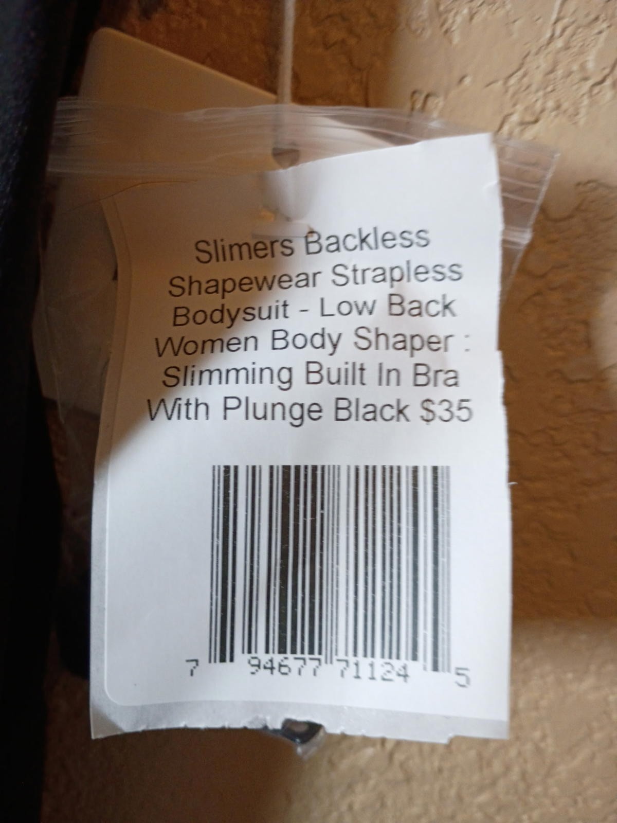 Slimers Backless Shapewear Bodysuit Slimming Built In Bra With Plunge Black M