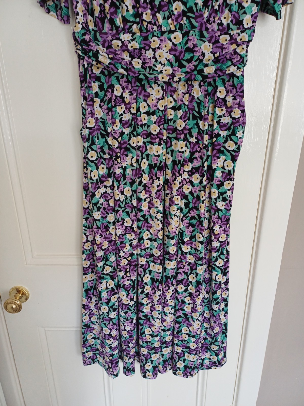 Jolie Moi Dress Womens UK 16 Purple Floral ‘Molly’ Jersey Maxi Stretch Summer