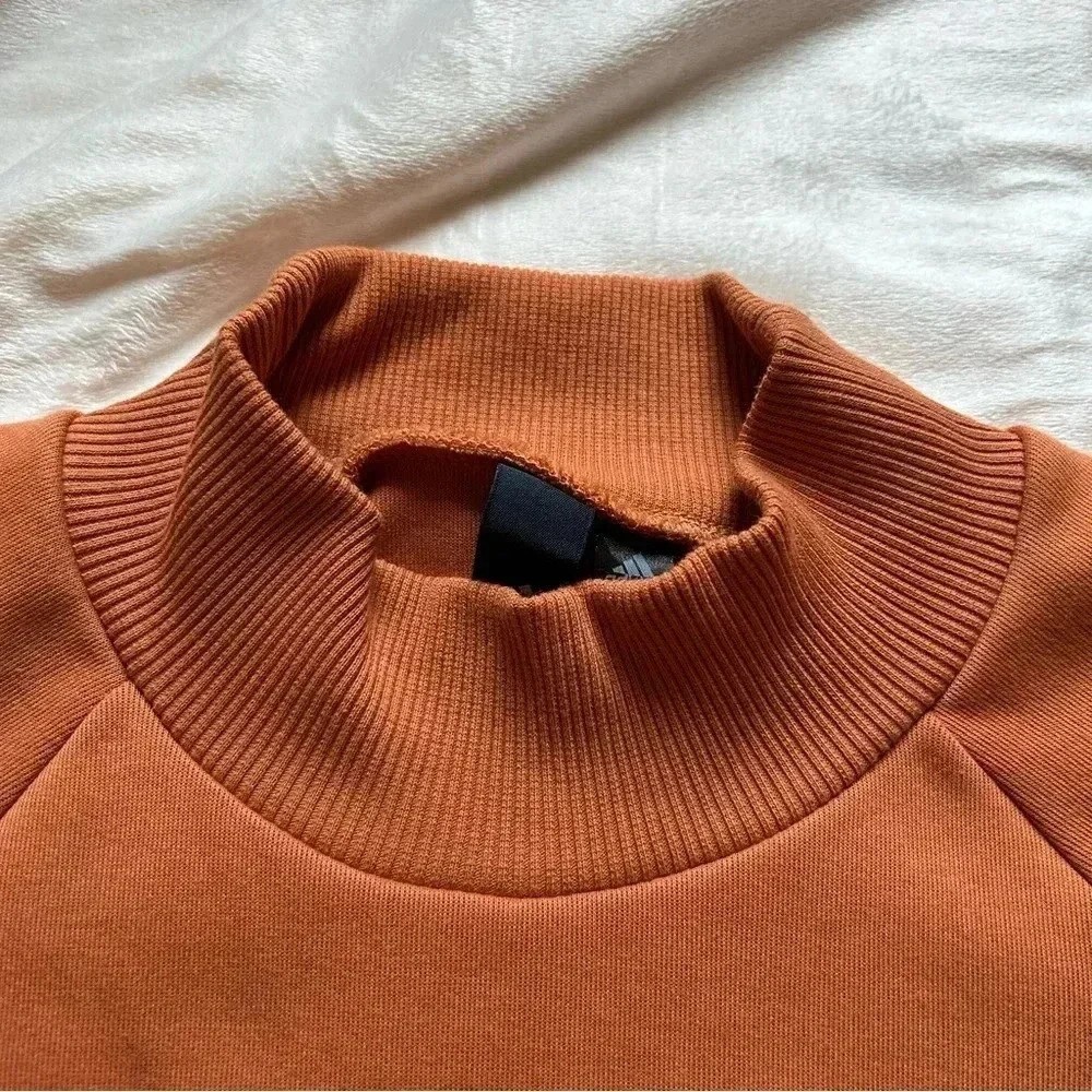 Team Adidas VRCT cropped mock neck pullover sweatshirt in Tech Copper