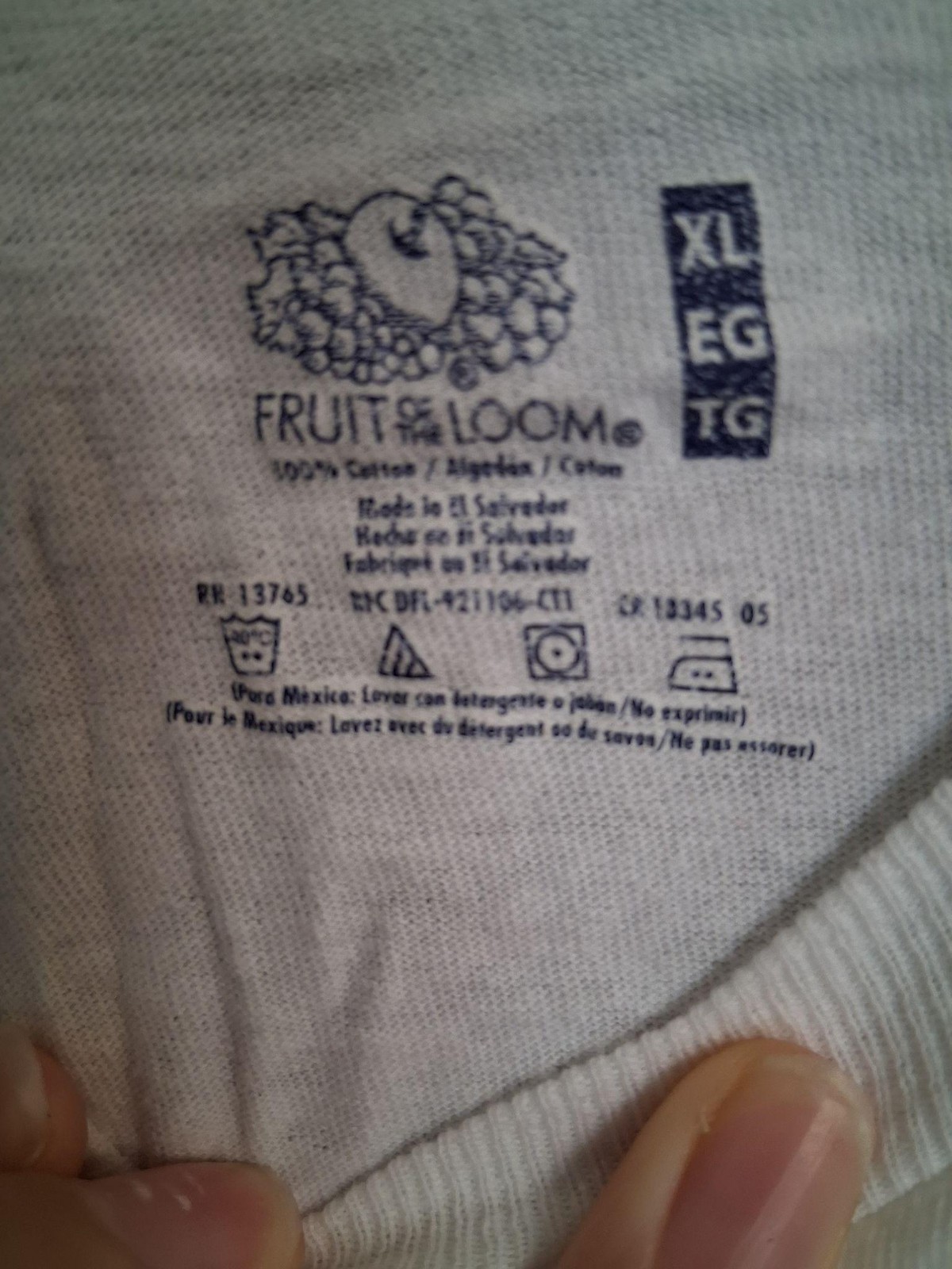 Fruit Of The Loom Basic Shirt Mens XL White Tagless Cotton Crewneck Tee Top
